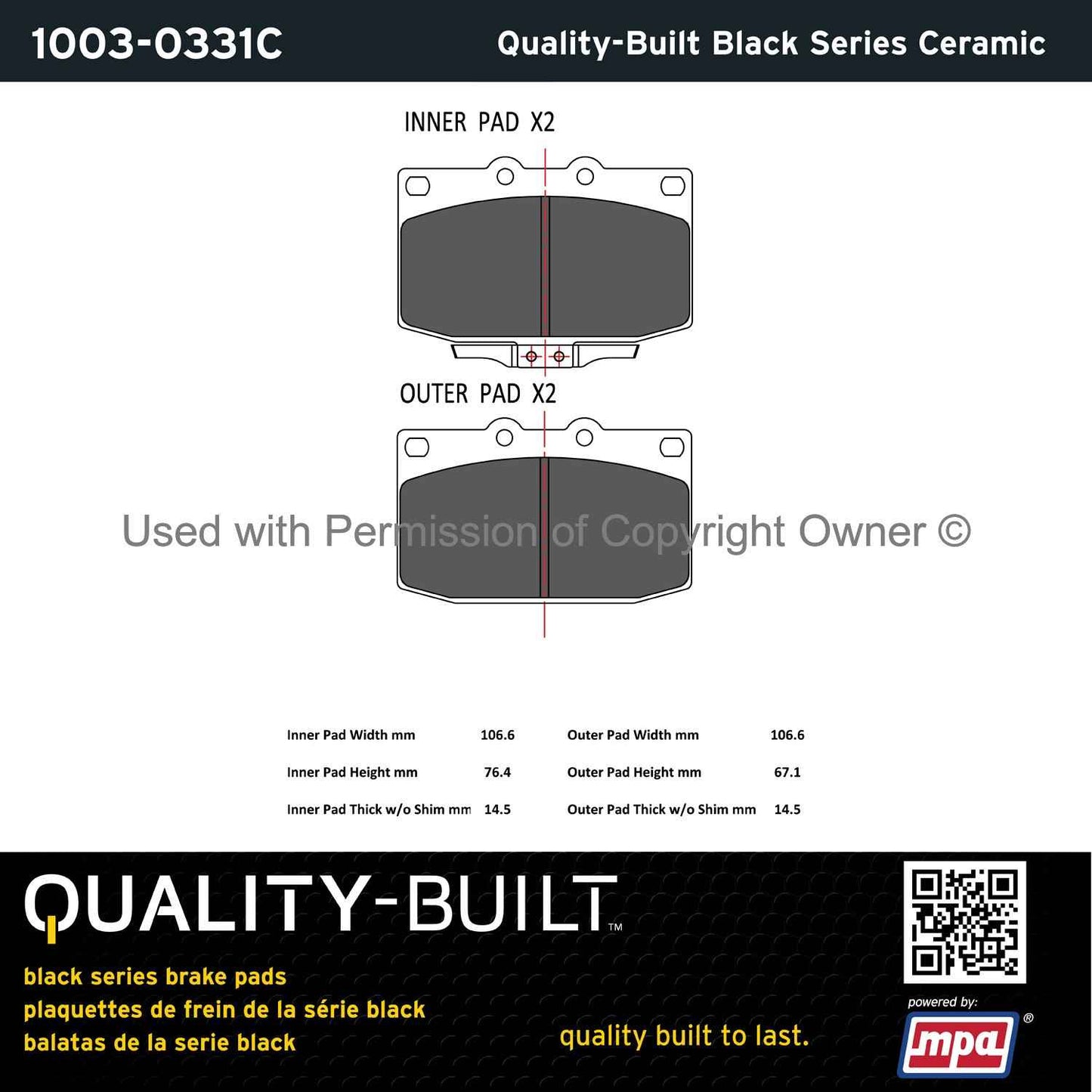 Other View of Front Disc Brake Pad Set MPA 1003-0331C