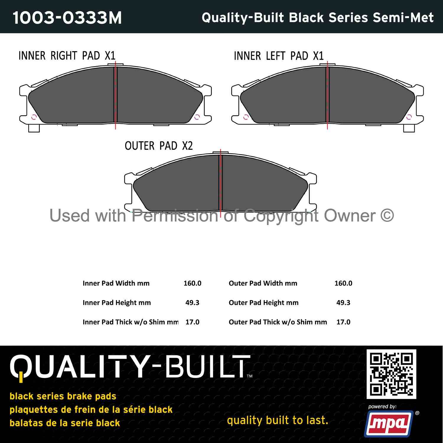 Other View of Front Disc Brake Pad Set MPA 1003-0333M