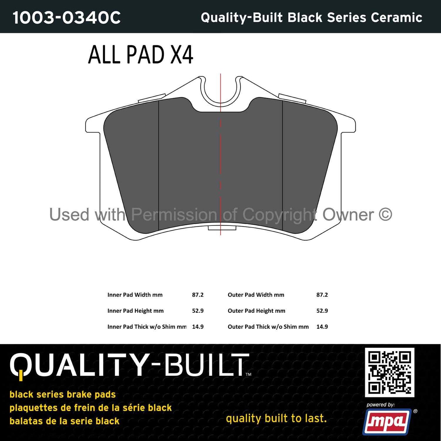 Other View of Rear Disc Brake Pad Set MPA 1003-0340C