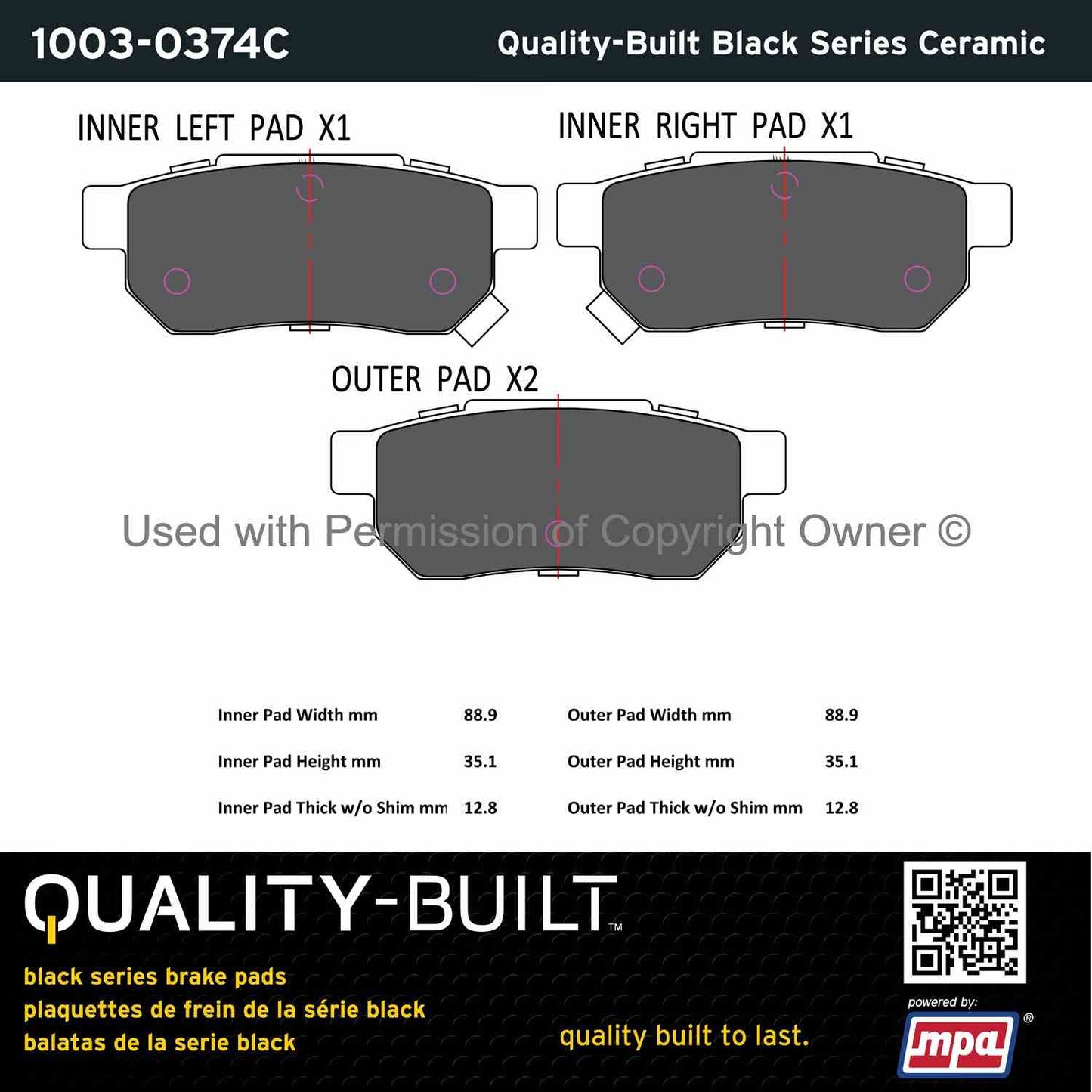 Other View of Rear Disc Brake Pad Set MPA 1003-0374C