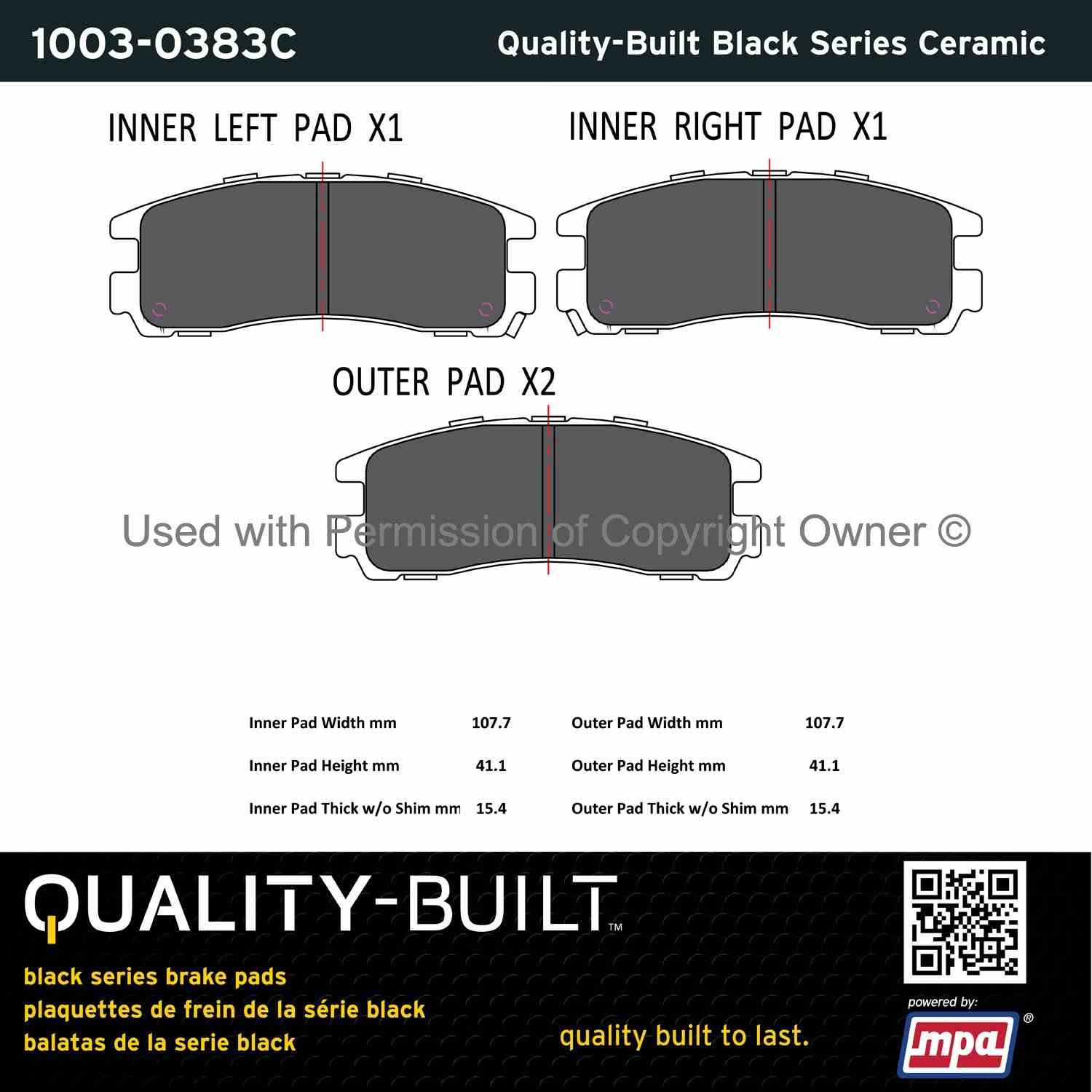 Other View of Rear Disc Brake Pad Set MPA 1003-0383C