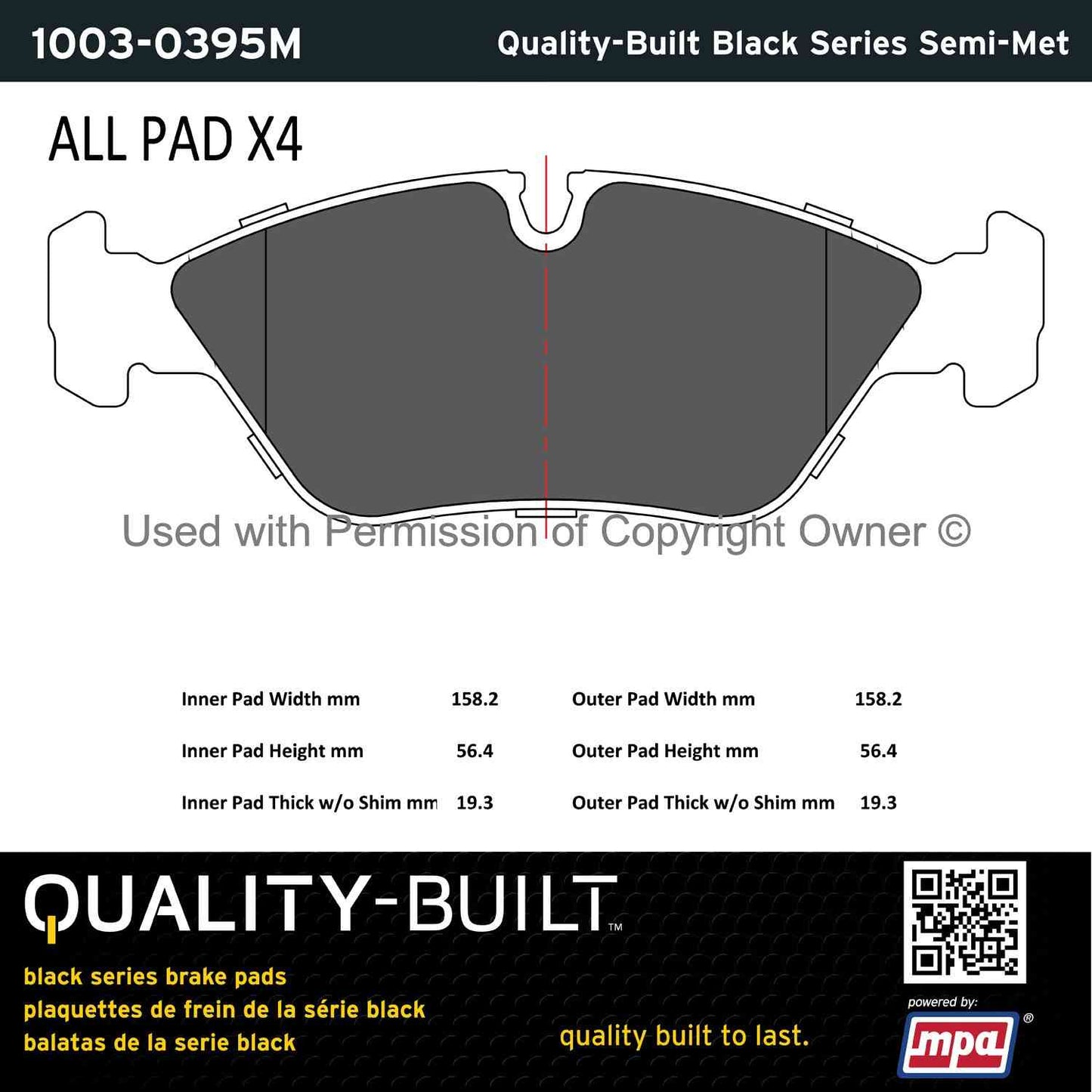 Other View of Front Disc Brake Pad Set MPA 1003-0395M