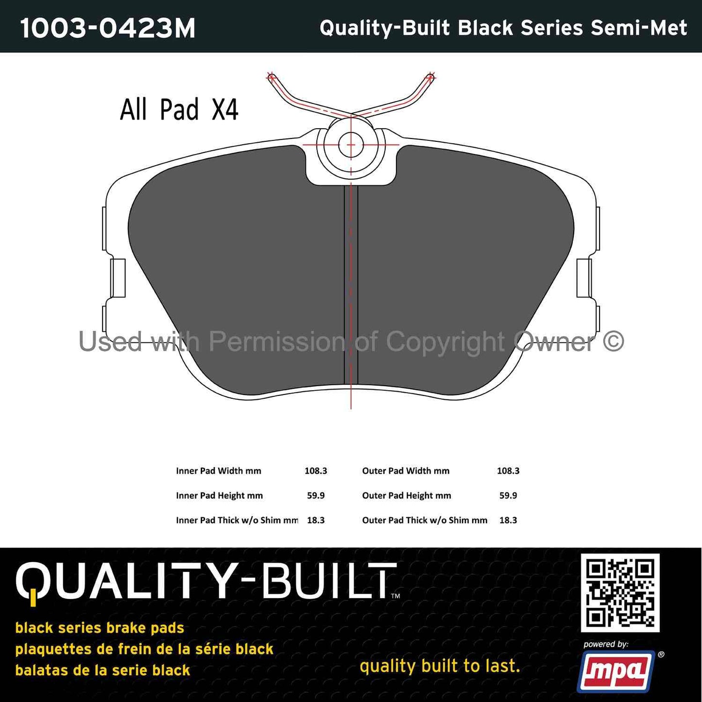 Other View of Front Disc Brake Pad Set MPA 1003-0423M