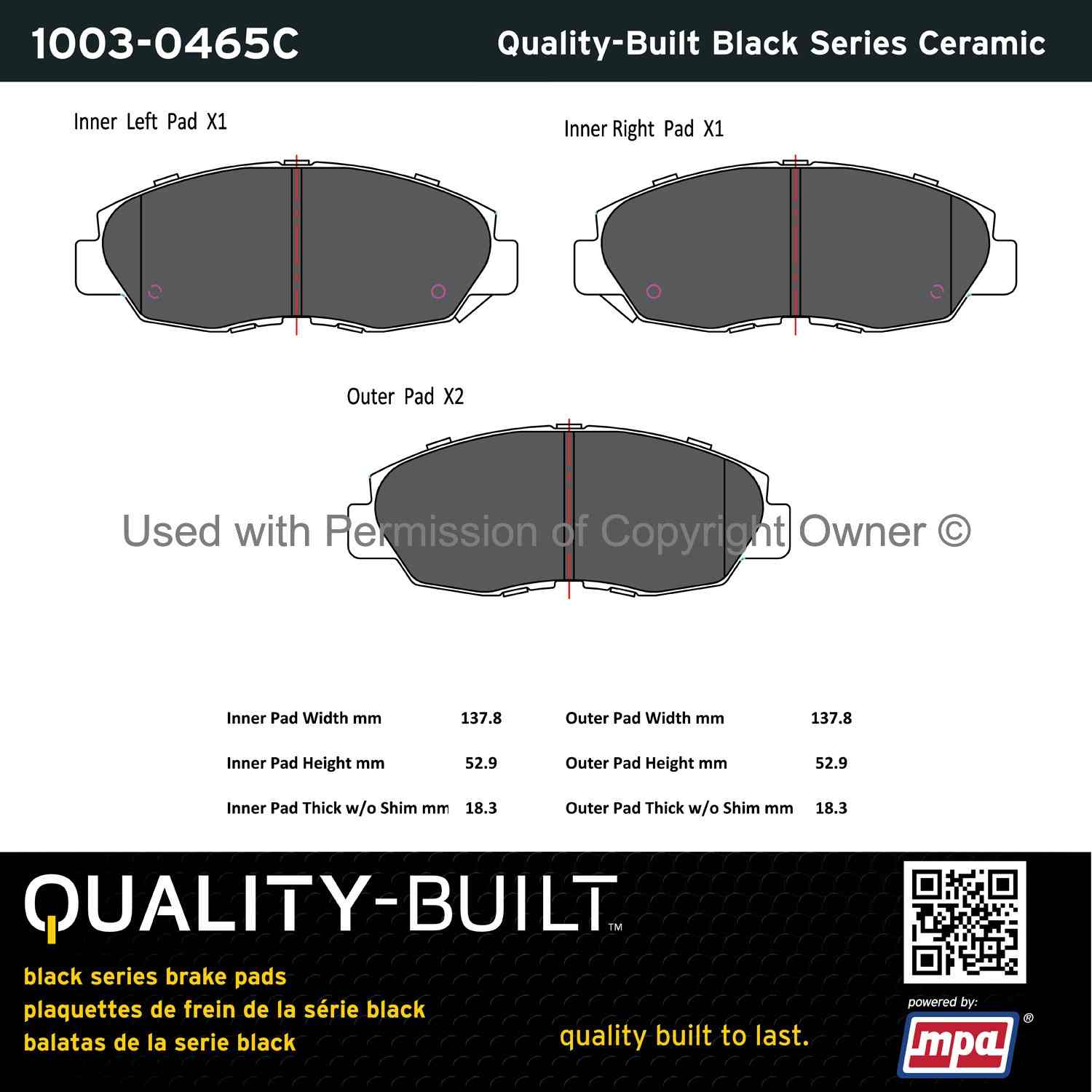 Other View of Front Disc Brake Pad Set MPA 1003-0465C