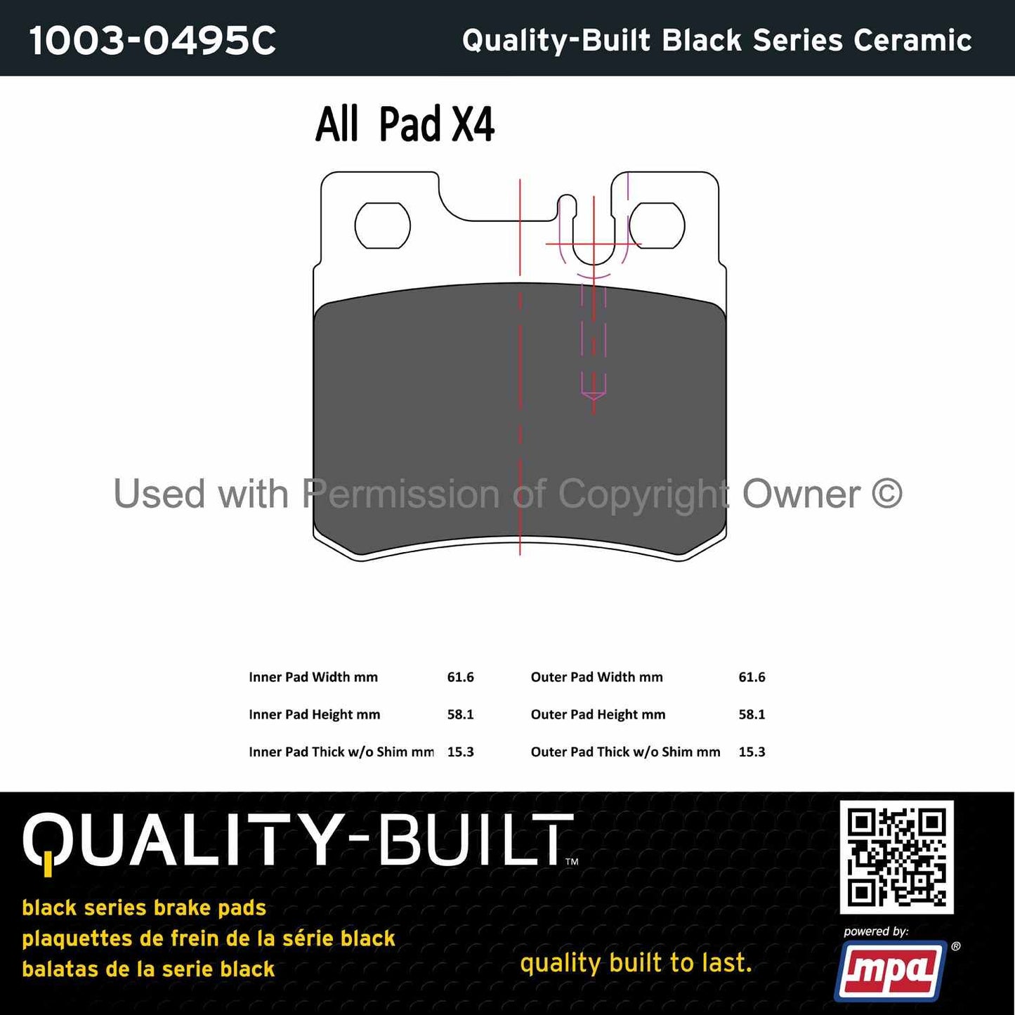 Other View of Rear Disc Brake Pad Set MPA 1003-0495C