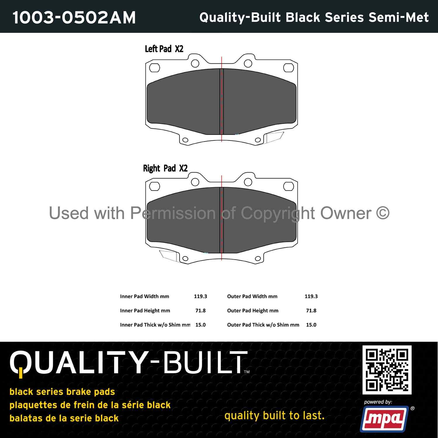 Other View of Front Disc Brake Pad Set MPA 1003-0502AM