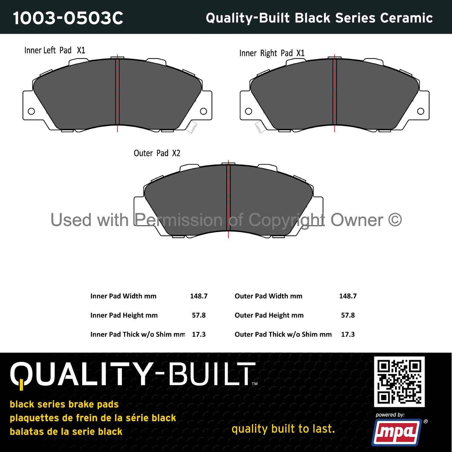 Other View of Front Disc Brake Pad Set MPA 1003-0503C