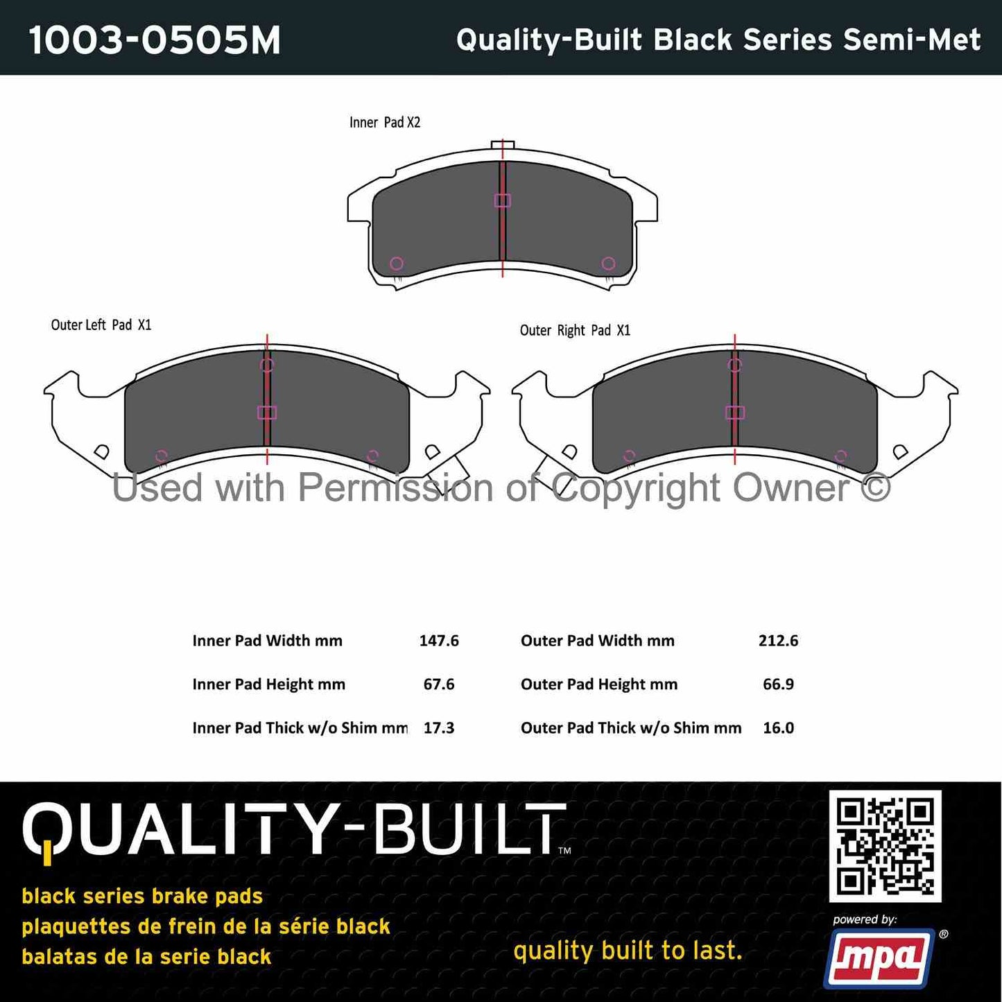 Other View of Front Disc Brake Pad Set MPA 1003-0505M