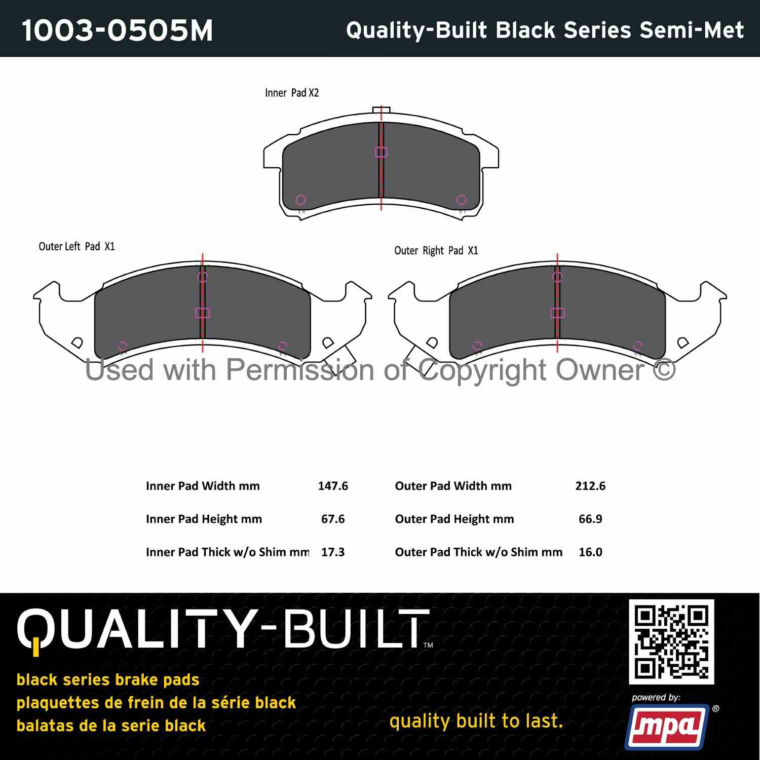 Other View of Front Disc Brake Pad Set MPA 1003-0505M