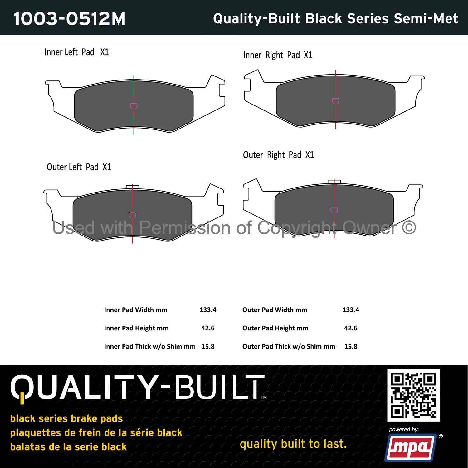 Other View of Rear Disc Brake Pad Set MPA 1003-0512M