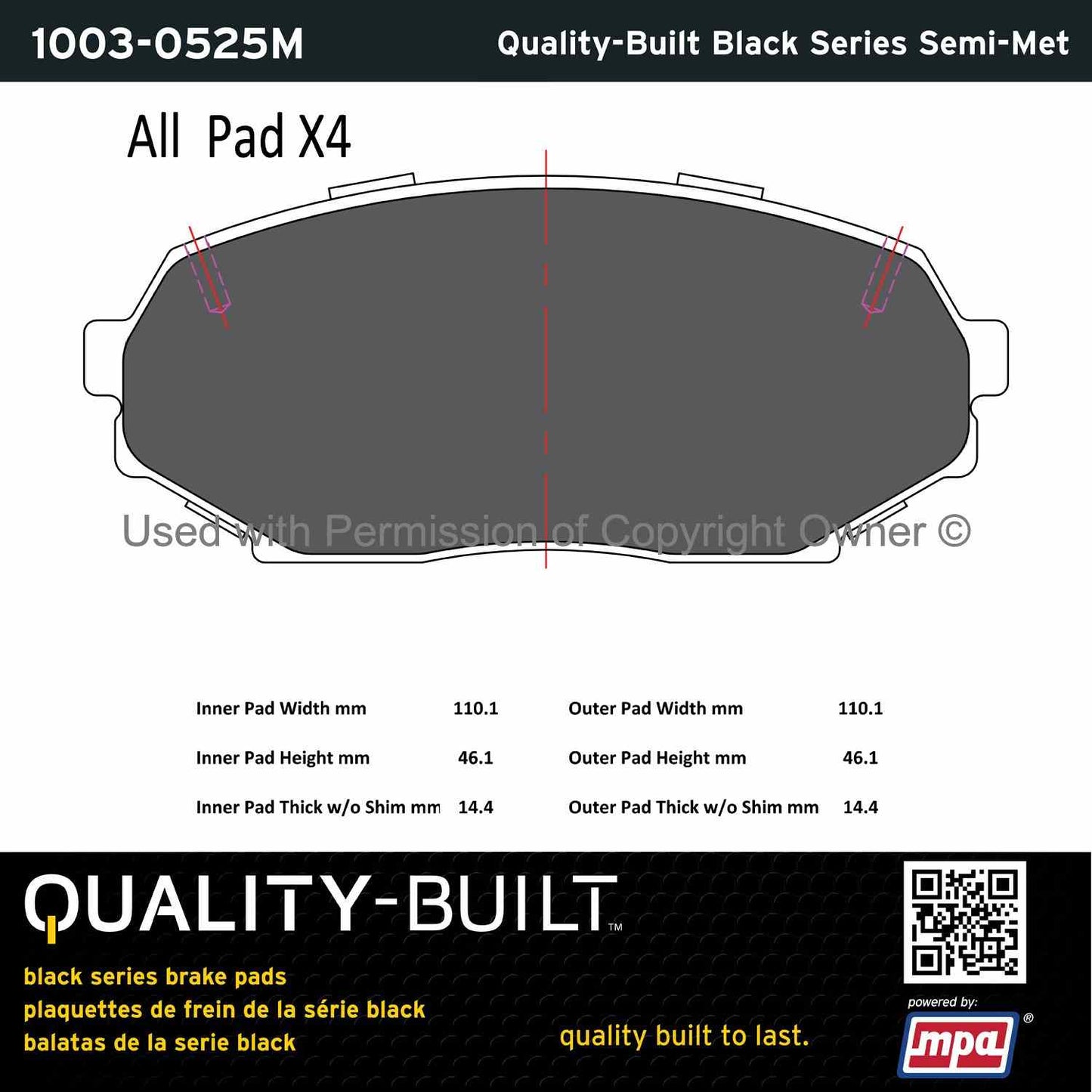 Other View of Front Disc Brake Pad Set MPA 1003-0525M