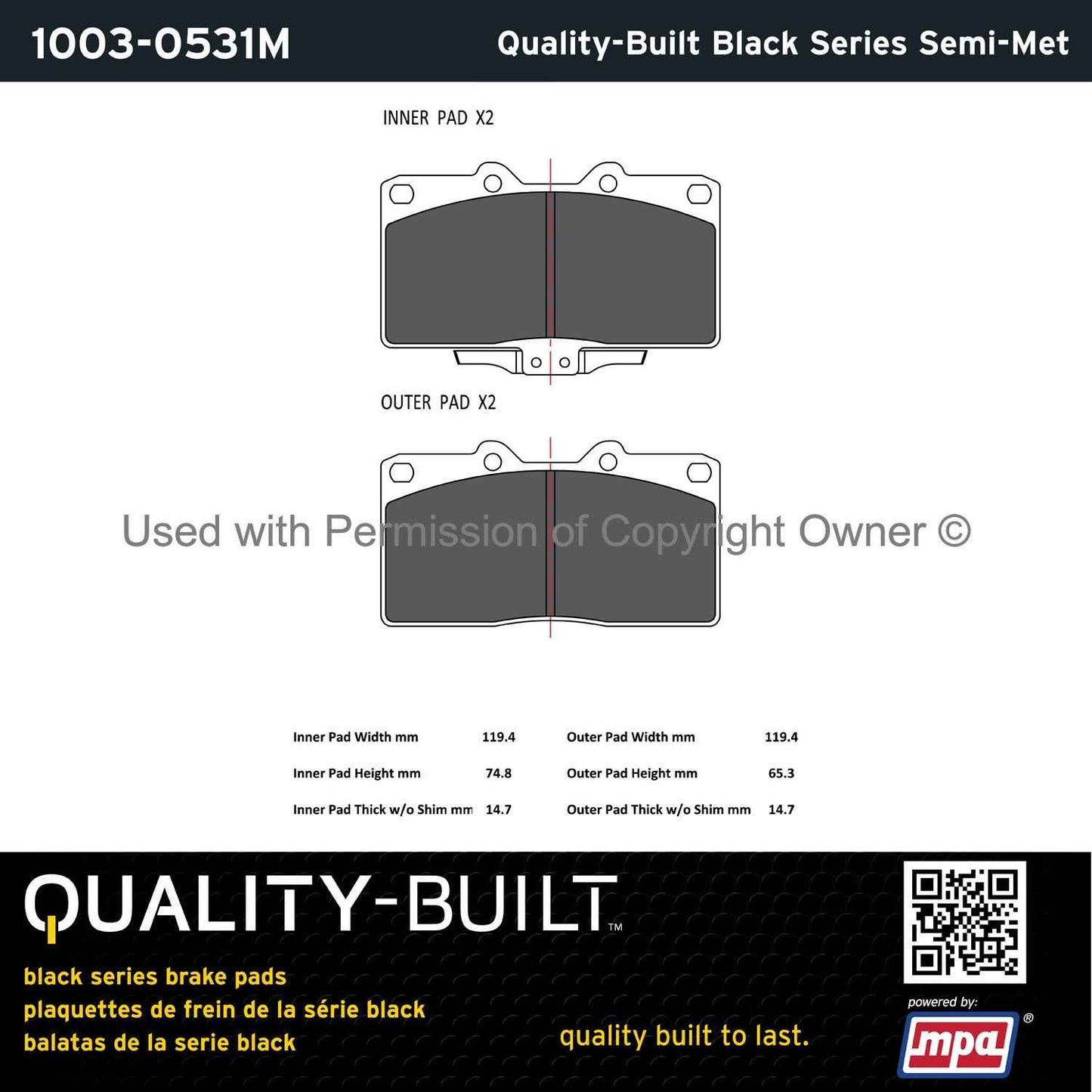 Other View of Front Disc Brake Pad Set MPA 1003-0531M