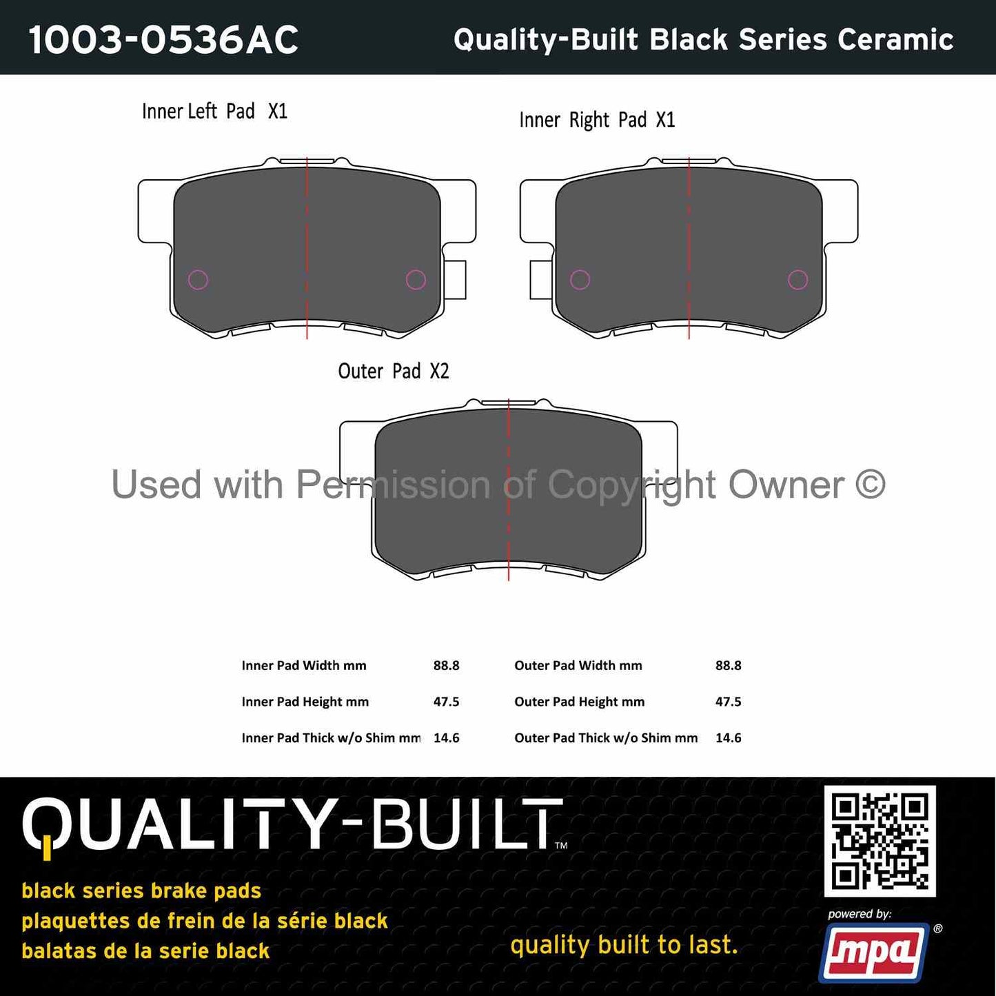 Other View of Rear Disc Brake Pad Set MPA 1003-0536AC