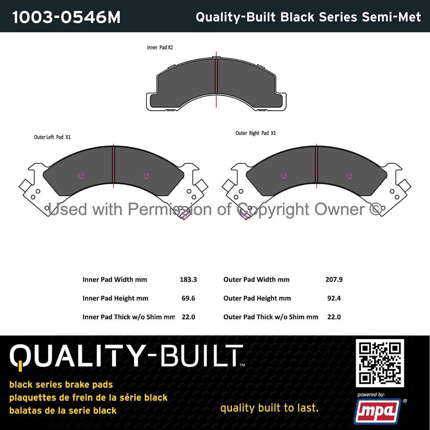 Other View of Front Disc Brake Pad Set MPA 1003-0546M