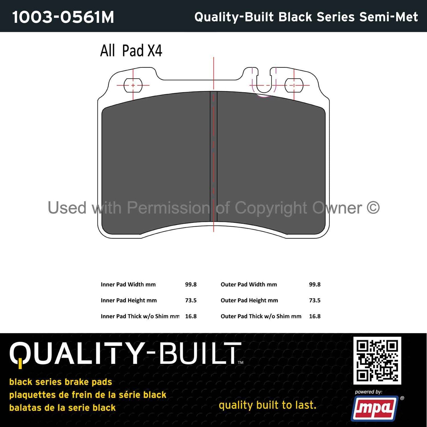 Other View of Front Disc Brake Pad Set MPA 1003-0561M