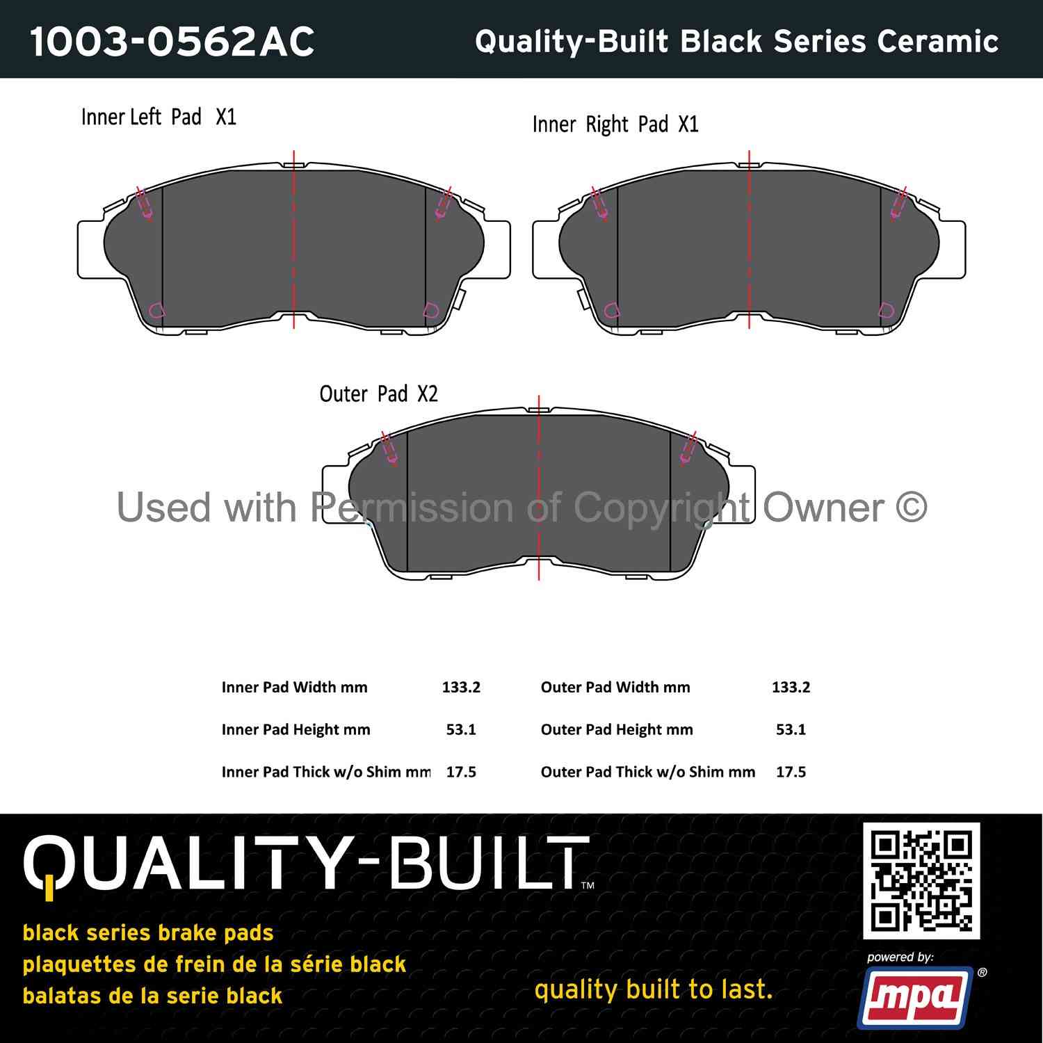 Other View of Front Disc Brake Pad Set MPA 1003-0562AC