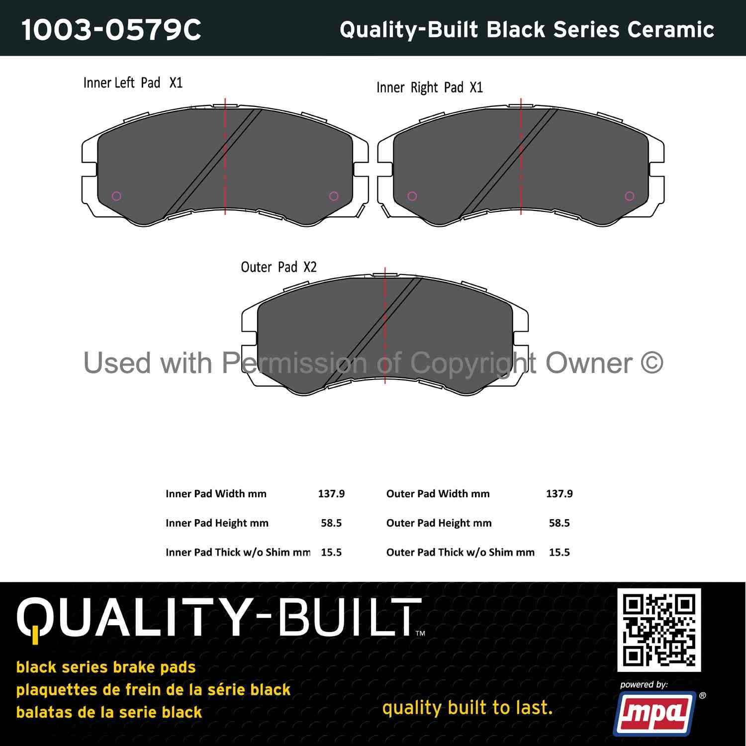 Other View of Front Disc Brake Pad Set MPA 1003-0579C