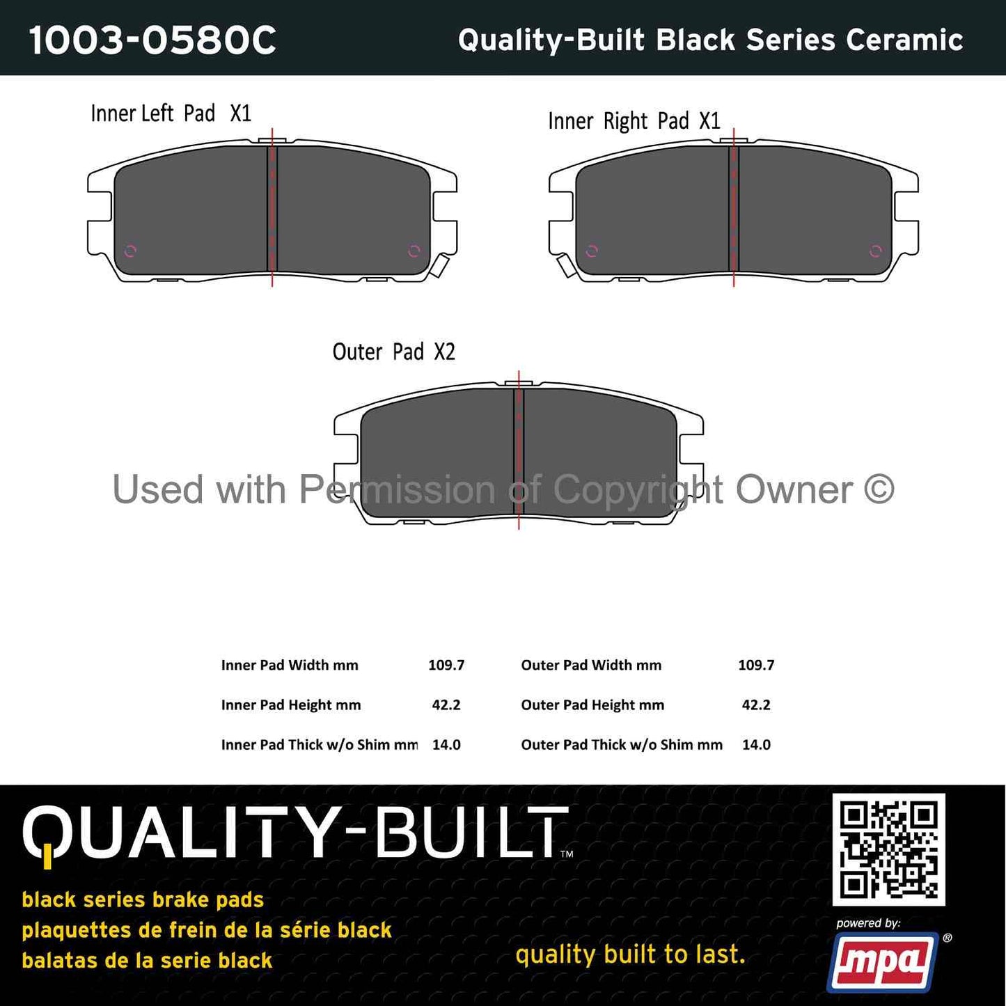 Other View of Rear Disc Brake Pad Set MPA 1003-0580C