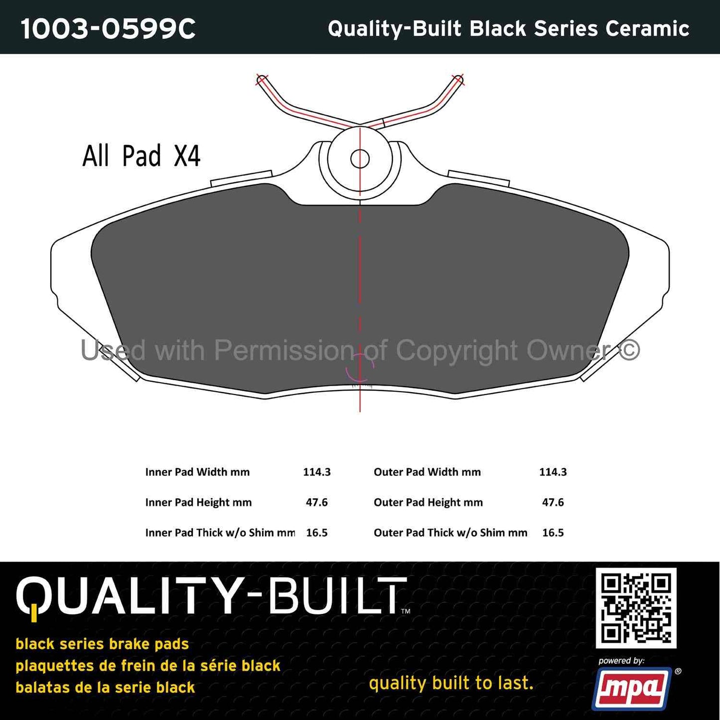 Other View of Rear Disc Brake Pad Set MPA 1003-0599C