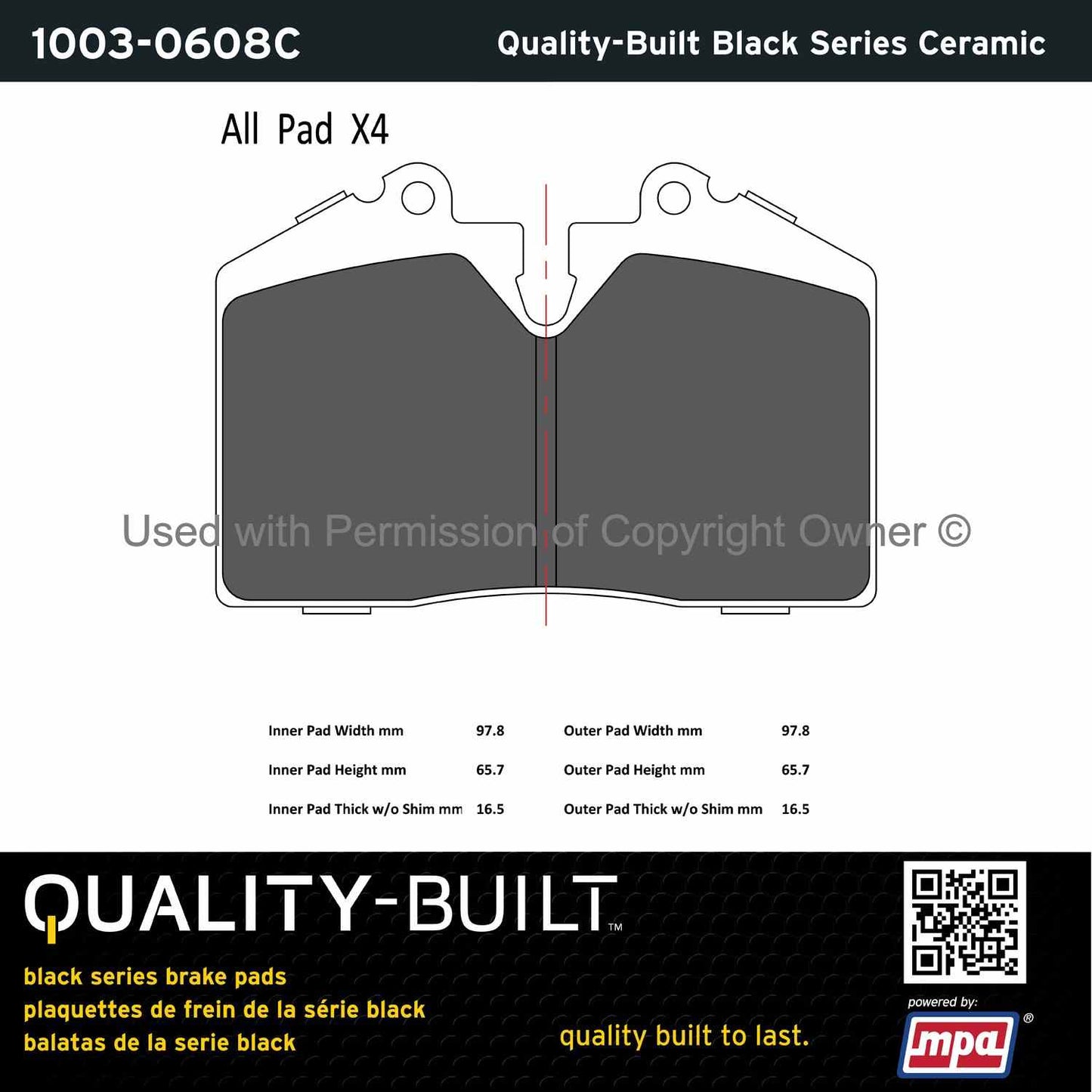 Other View of Rear Disc Brake Pad Set MPA 1003-0608C