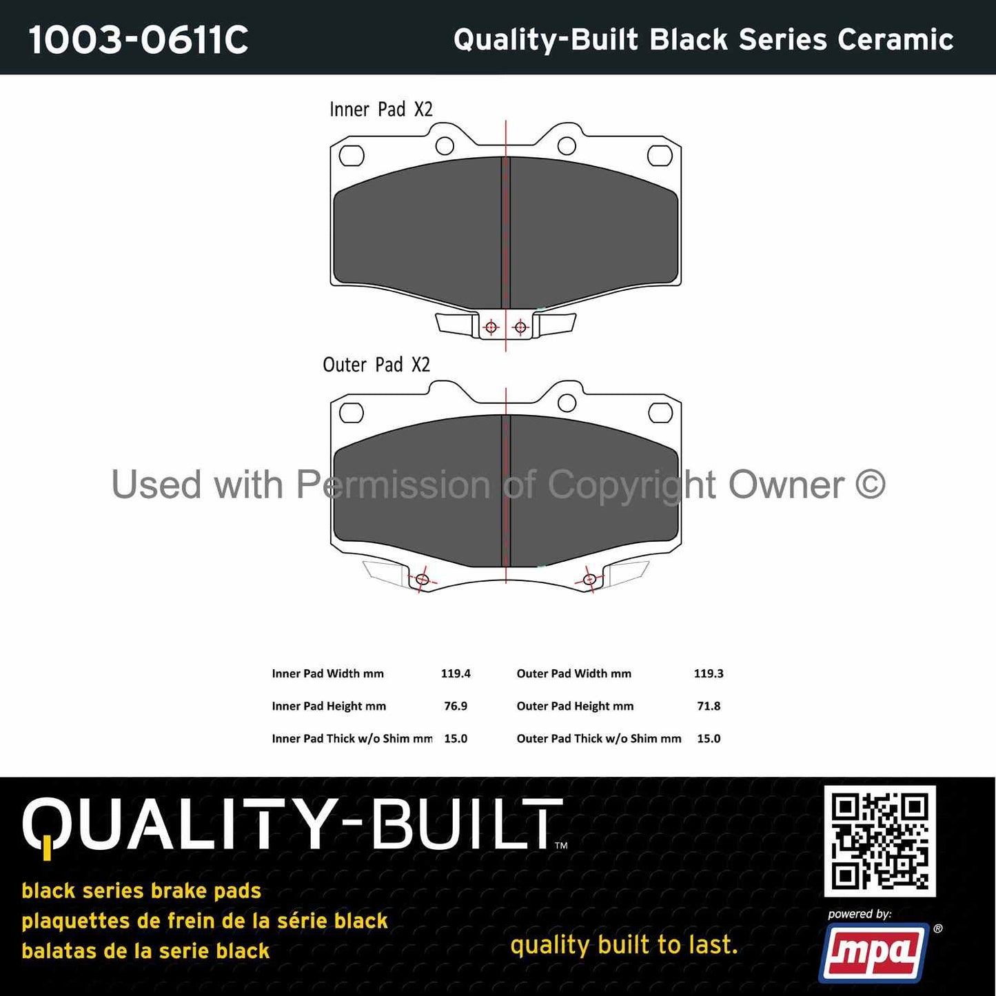 Other View of Front Disc Brake Pad Set MPA 1003-0611C