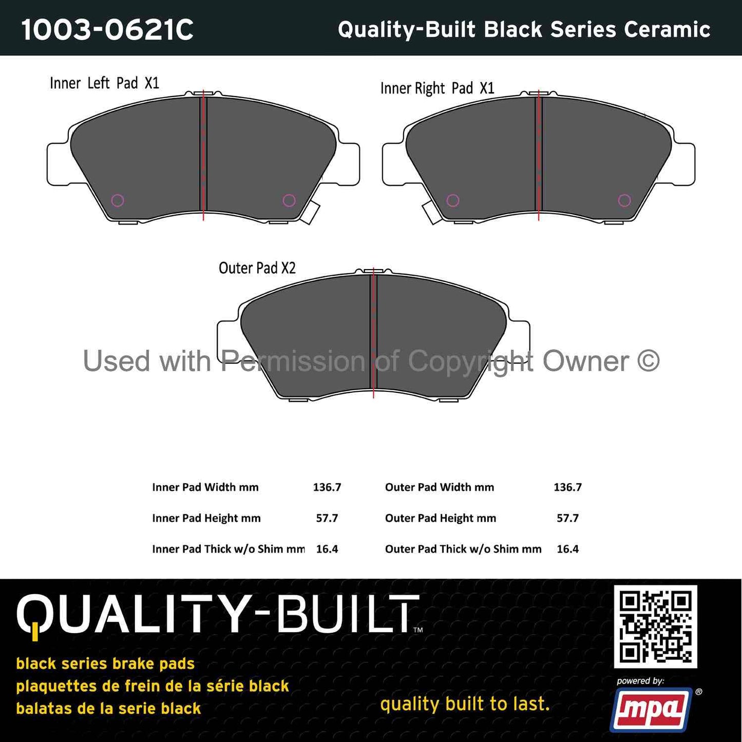 Other View of Front Disc Brake Pad Set MPA 1003-0621C