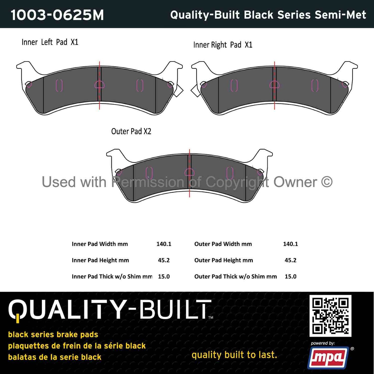 Other View of Rear Disc Brake Pad Set MPA 1003-0625M