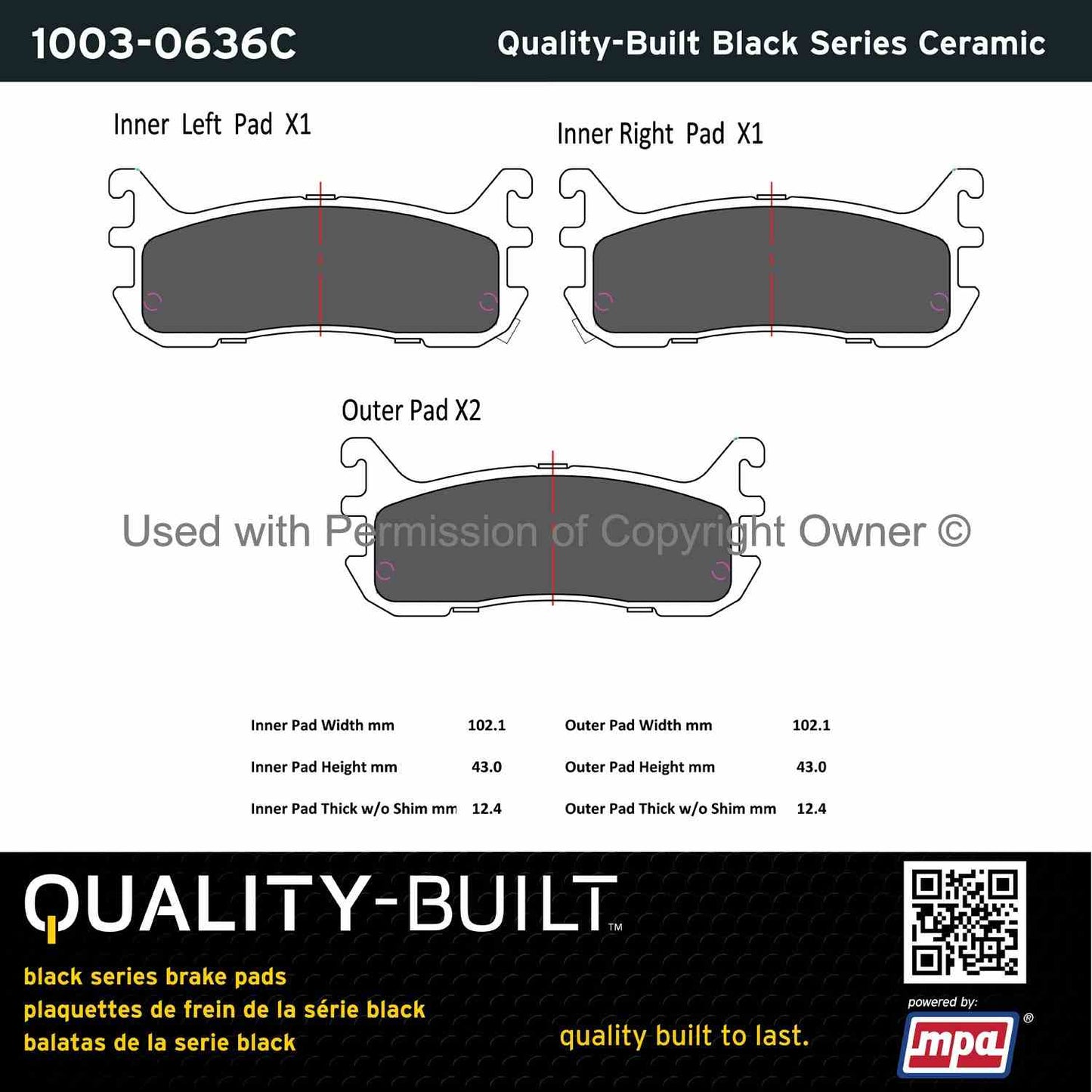 Other View of Rear Disc Brake Pad Set MPA 1003-0636C