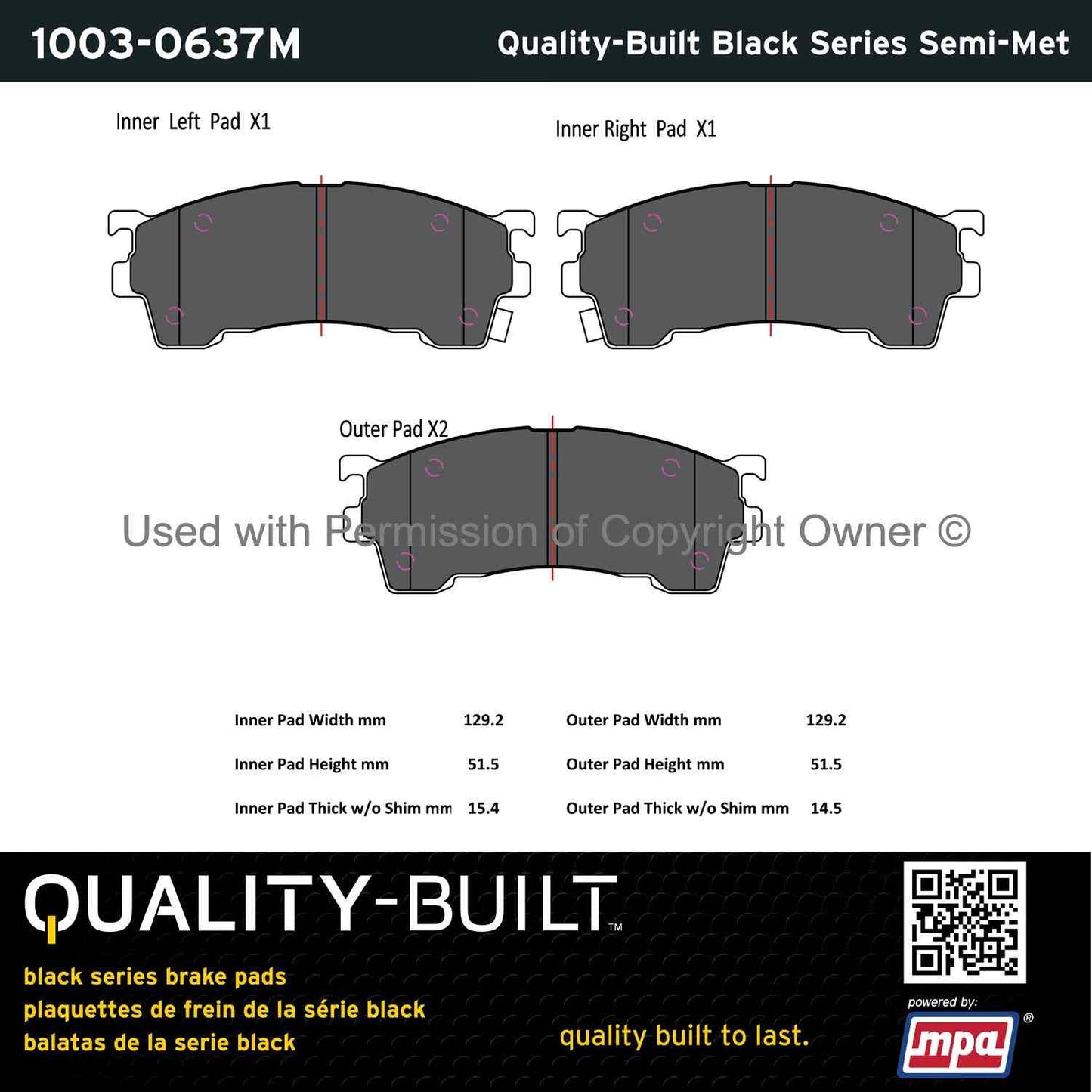 Other View of Front Disc Brake Pad Set MPA 1003-0637M