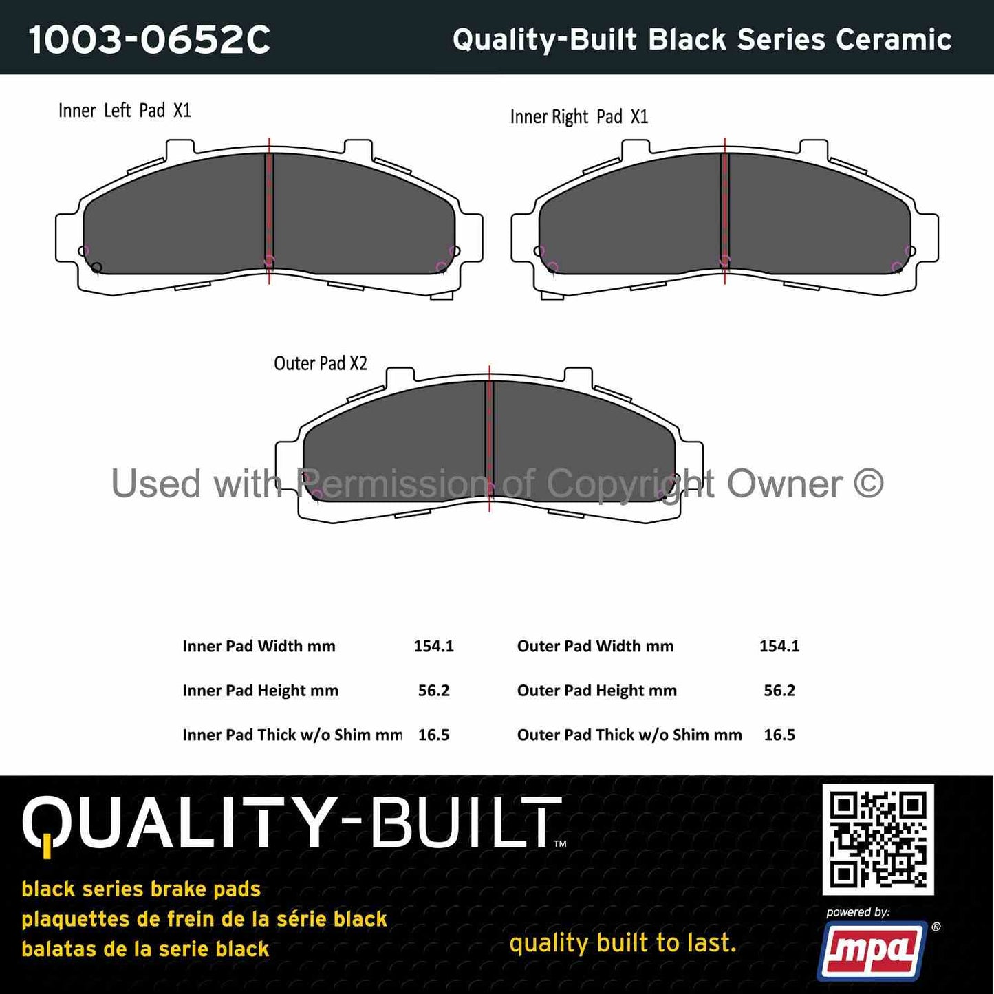 Other View of Front Disc Brake Pad Set MPA 1003-0652C