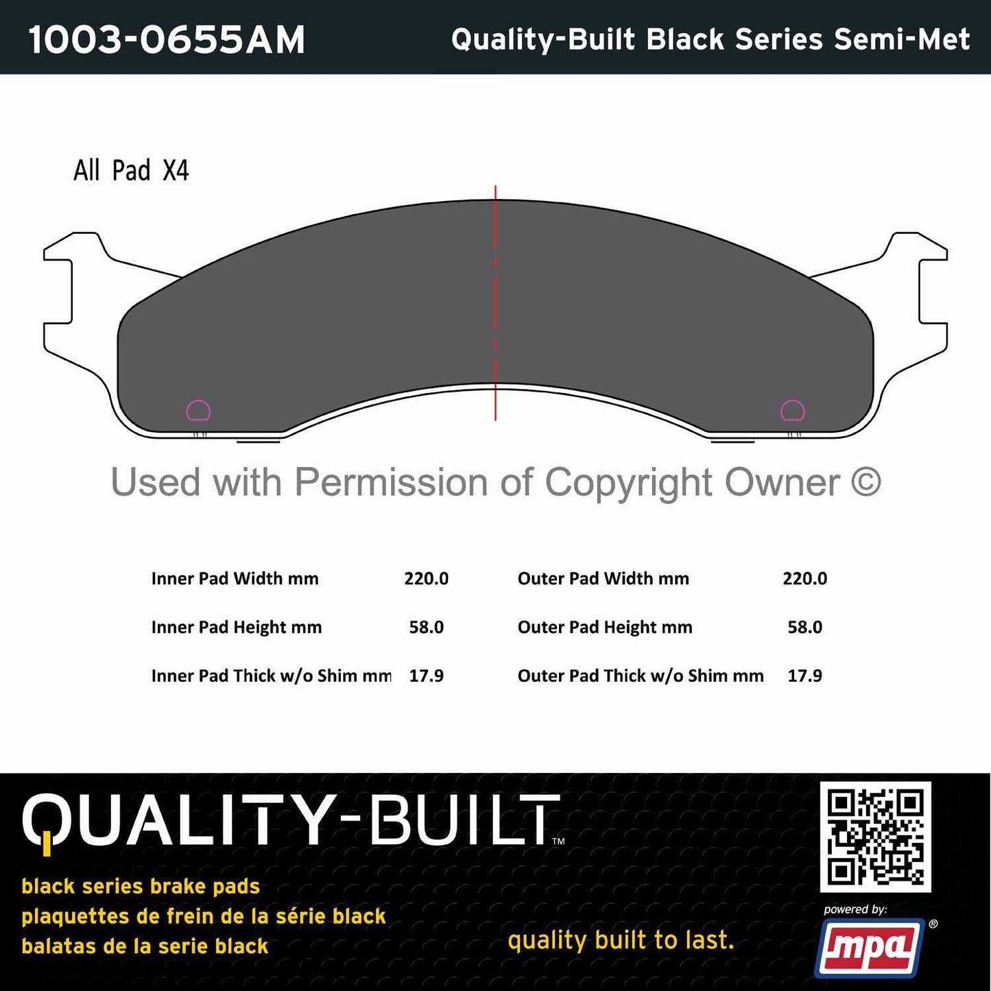 Other View of Front Disc Brake Pad Set MPA 1003-0655AM