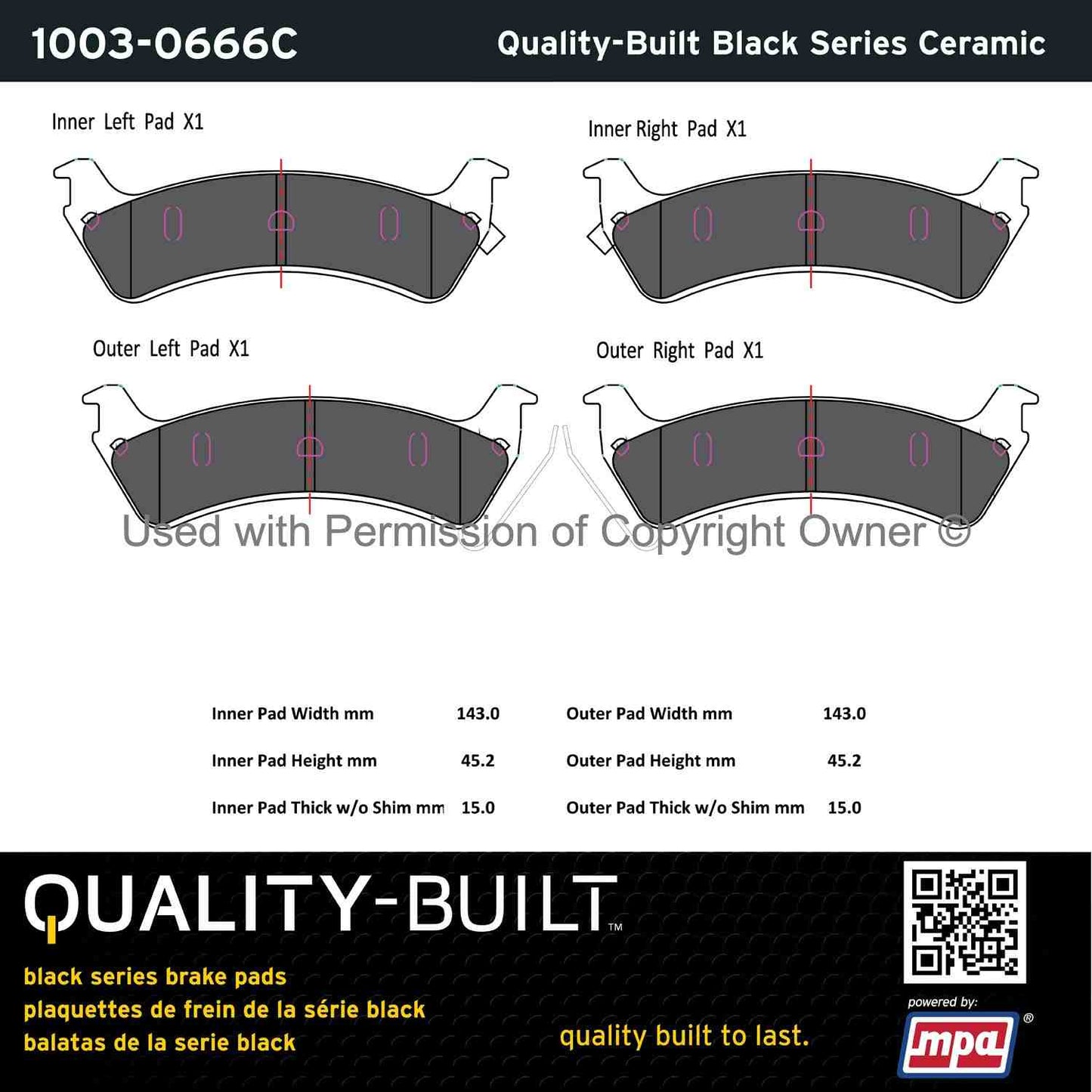 Other View of Rear Disc Brake Pad Set MPA 1003-0666C