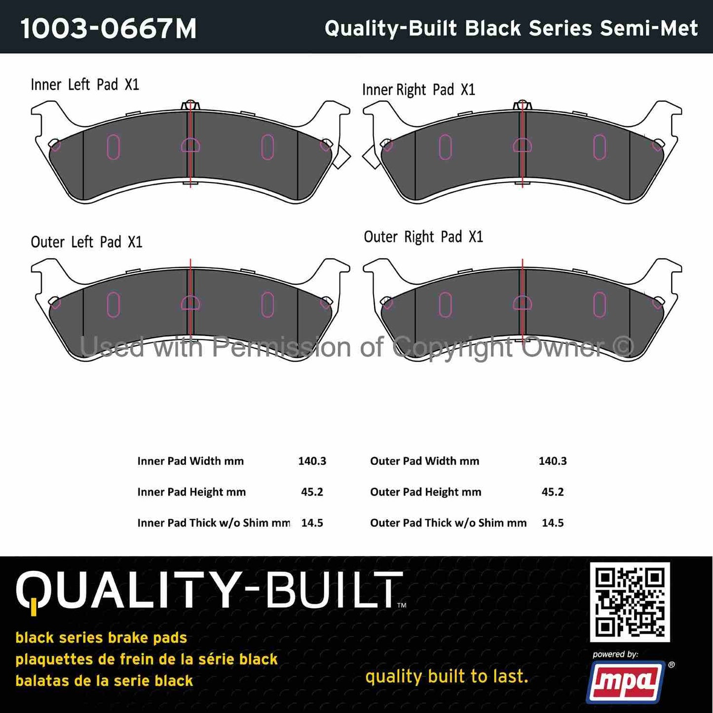 Other View of Rear Disc Brake Pad Set MPA 1003-0667M