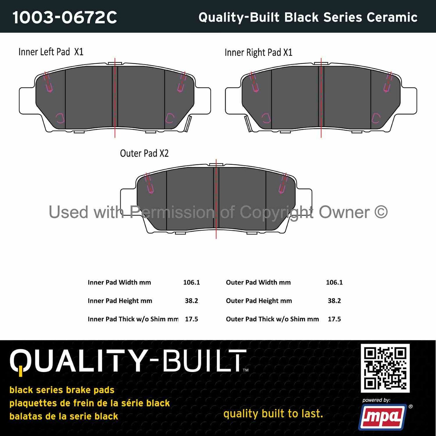 Other View of Rear Disc Brake Pad Set MPA 1003-0672C