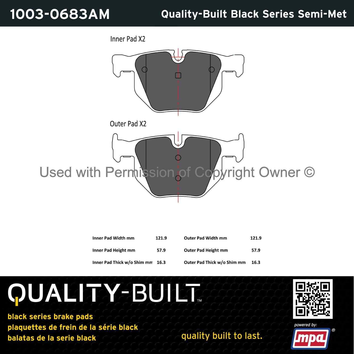 Other View of Rear Disc Brake Pad Set MPA 1003-0683AM