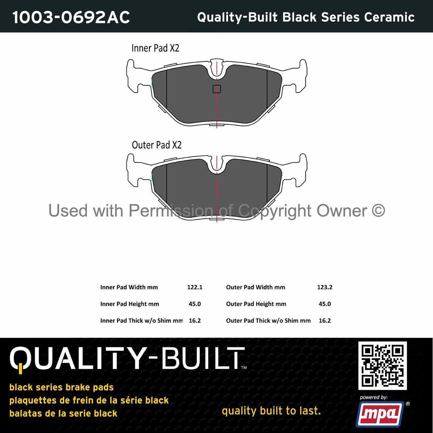 Other View of Rear Disc Brake Pad Set MPA 1003-0692AC