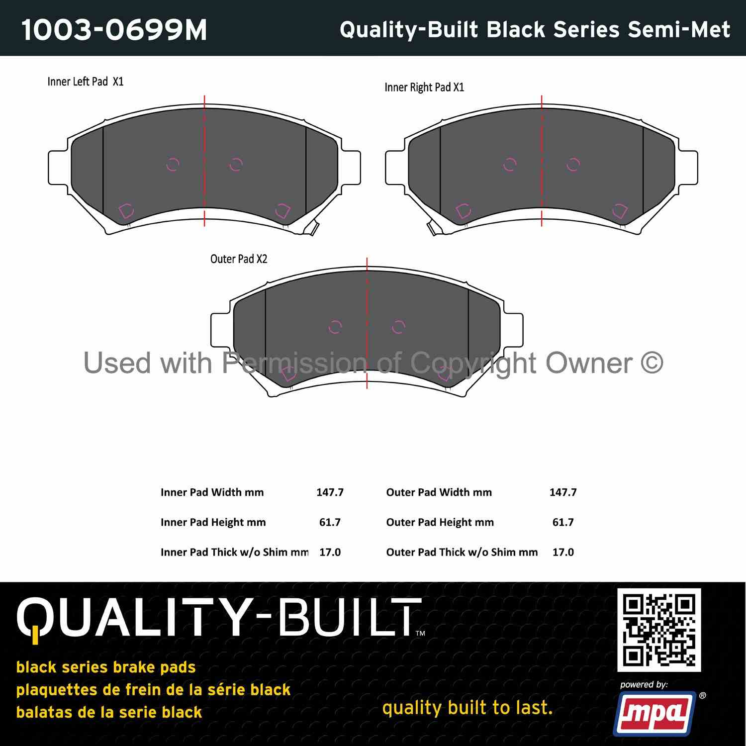 Other View of Front Disc Brake Pad Set MPA 1003-0699M