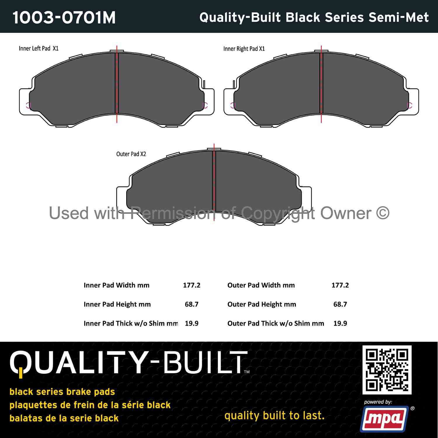 Other View of Front Disc Brake Pad Set MPA 1003-0701M