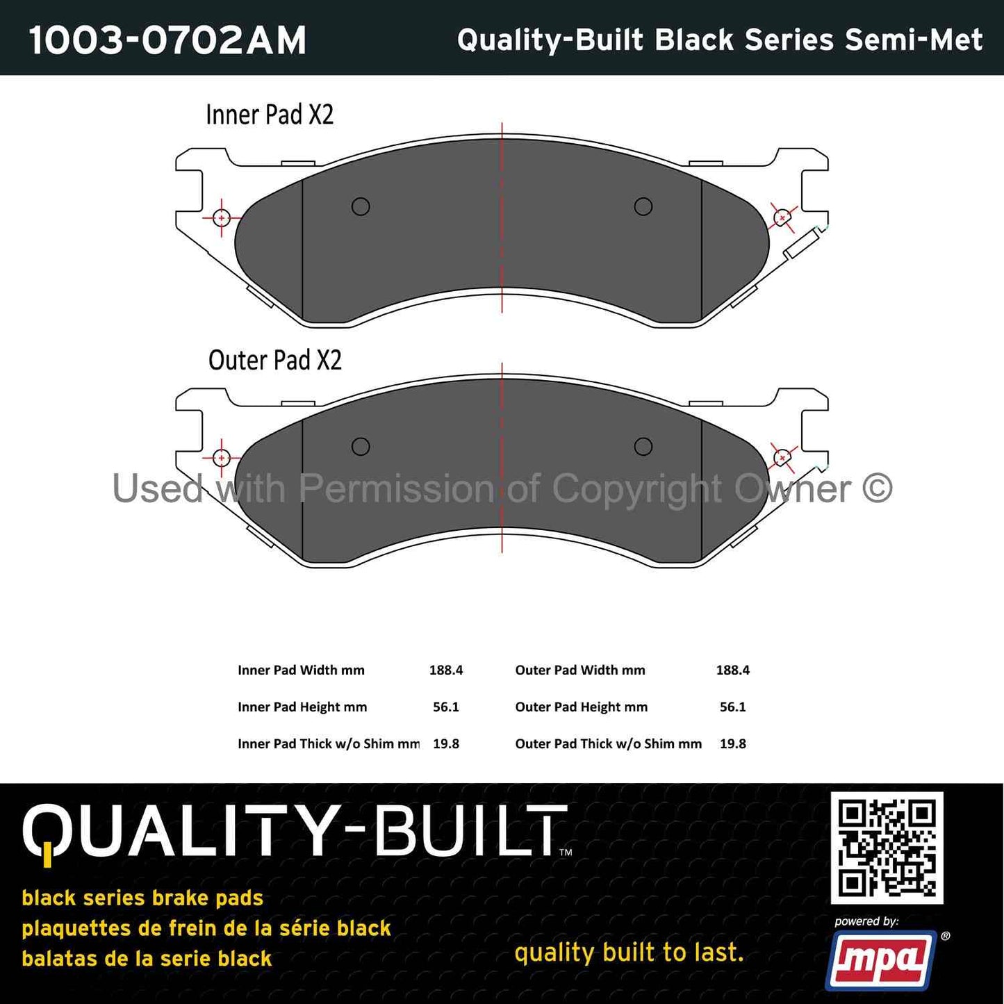 Other View of Rear Disc Brake Pad Set MPA 1003-0702AM