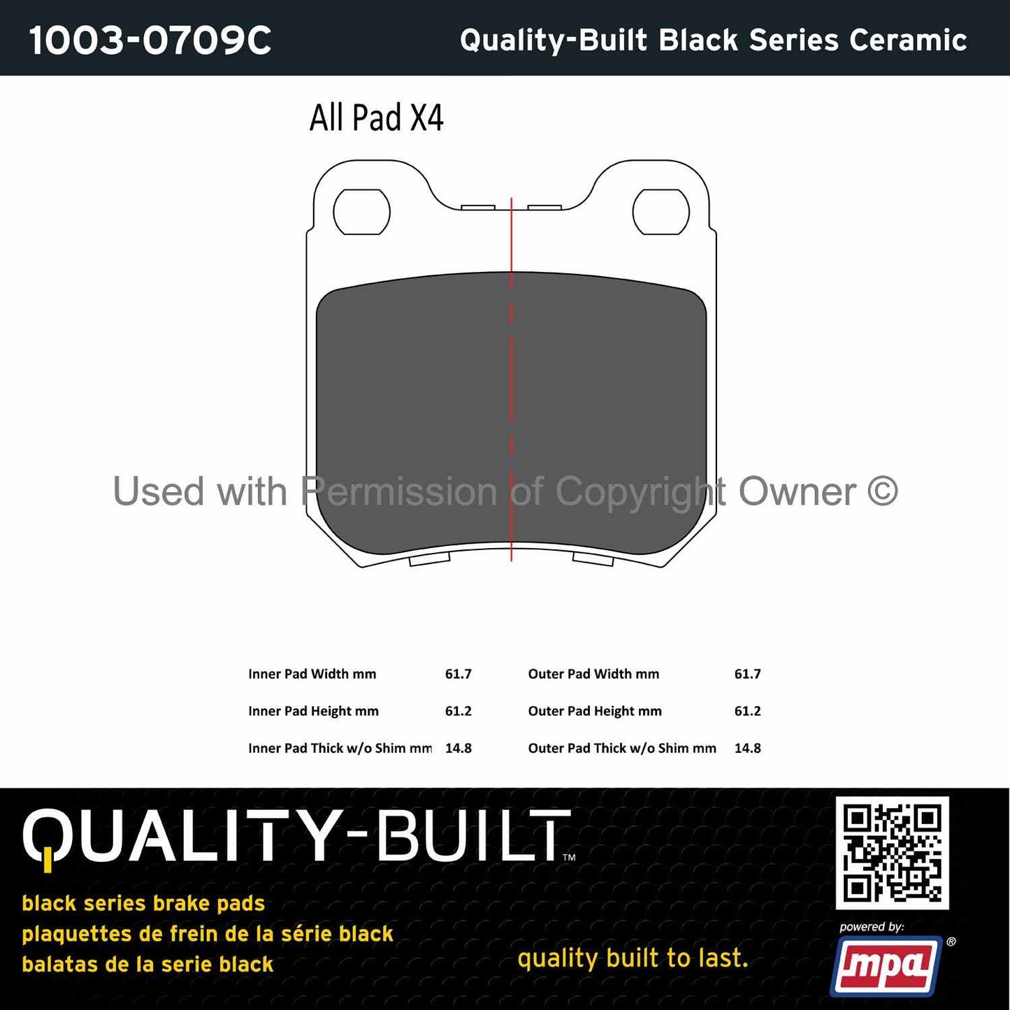 Other View of Rear Disc Brake Pad Set MPA 1003-0709C