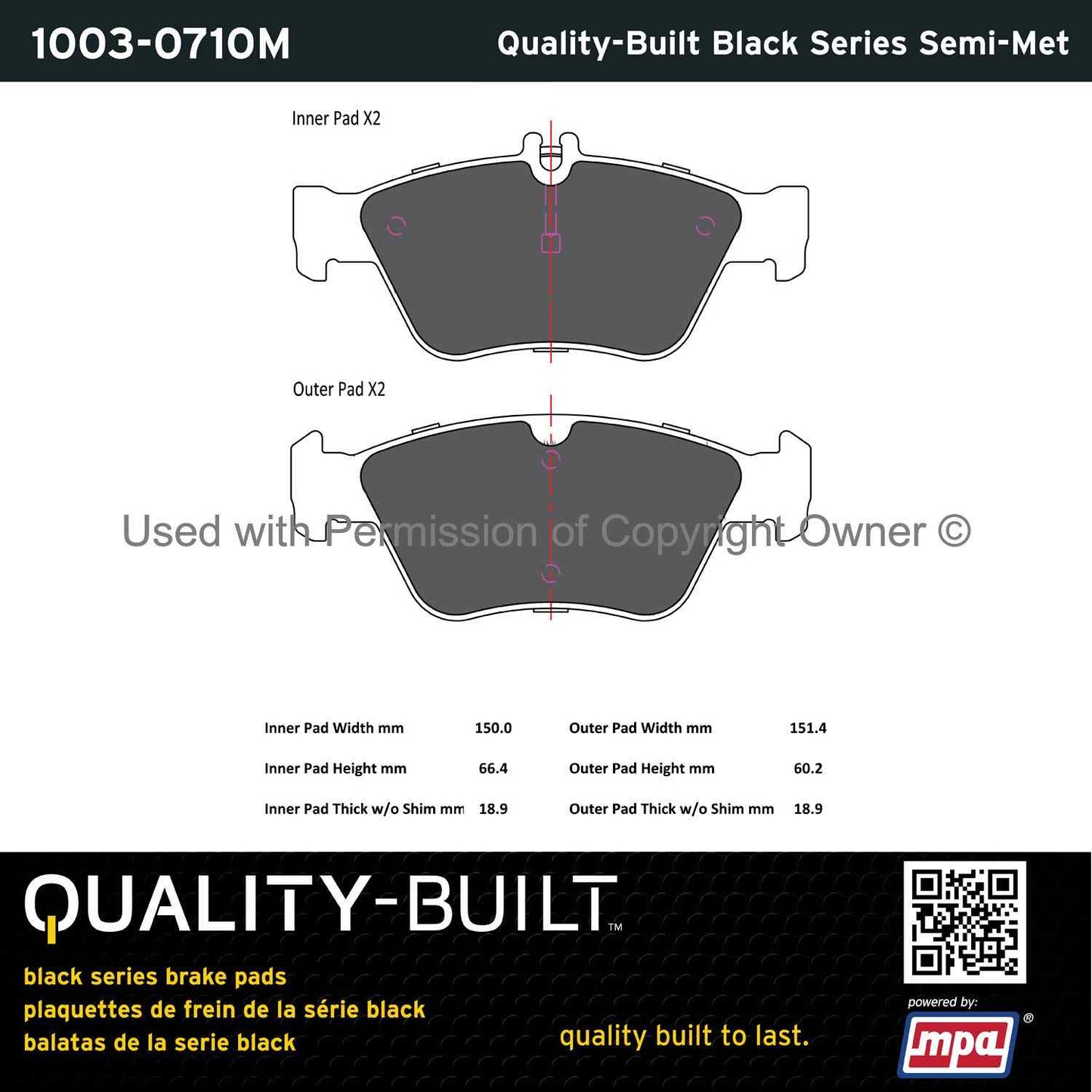 Other View of Front Disc Brake Pad Set MPA 1003-0710M