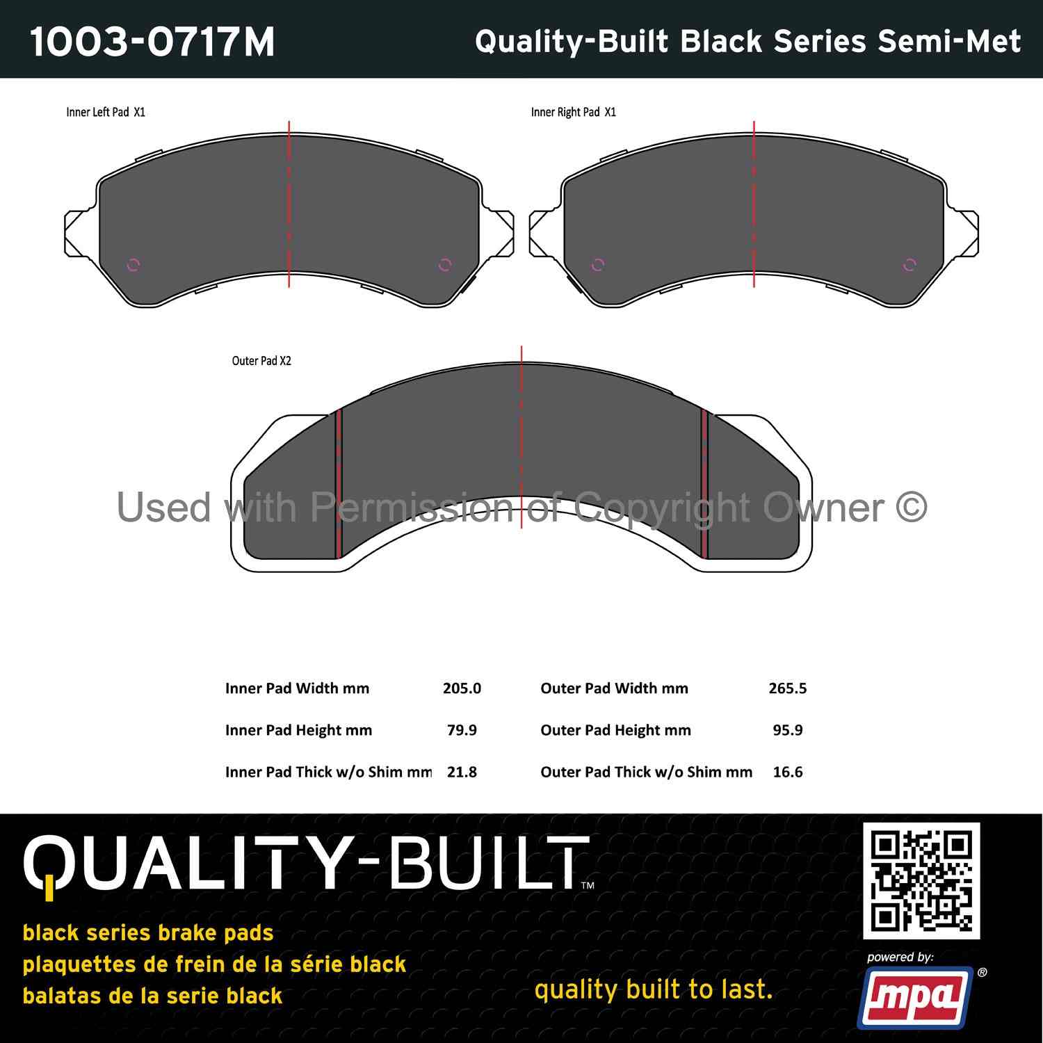 Other View of Rear Disc Brake Pad Set MPA 1003-0717M