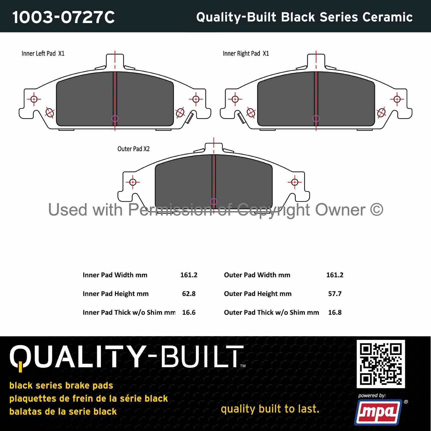 Other View of Front Disc Brake Pad Set MPA 1003-0727C