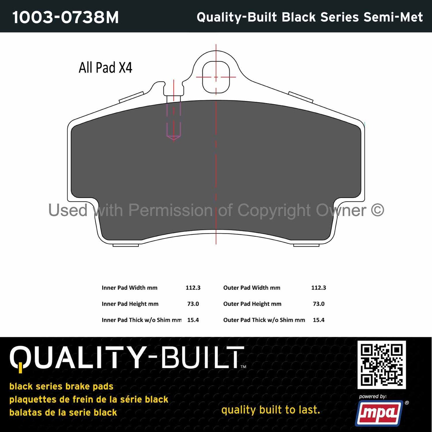 Other View of Rear Disc Brake Pad Set MPA 1003-0738M