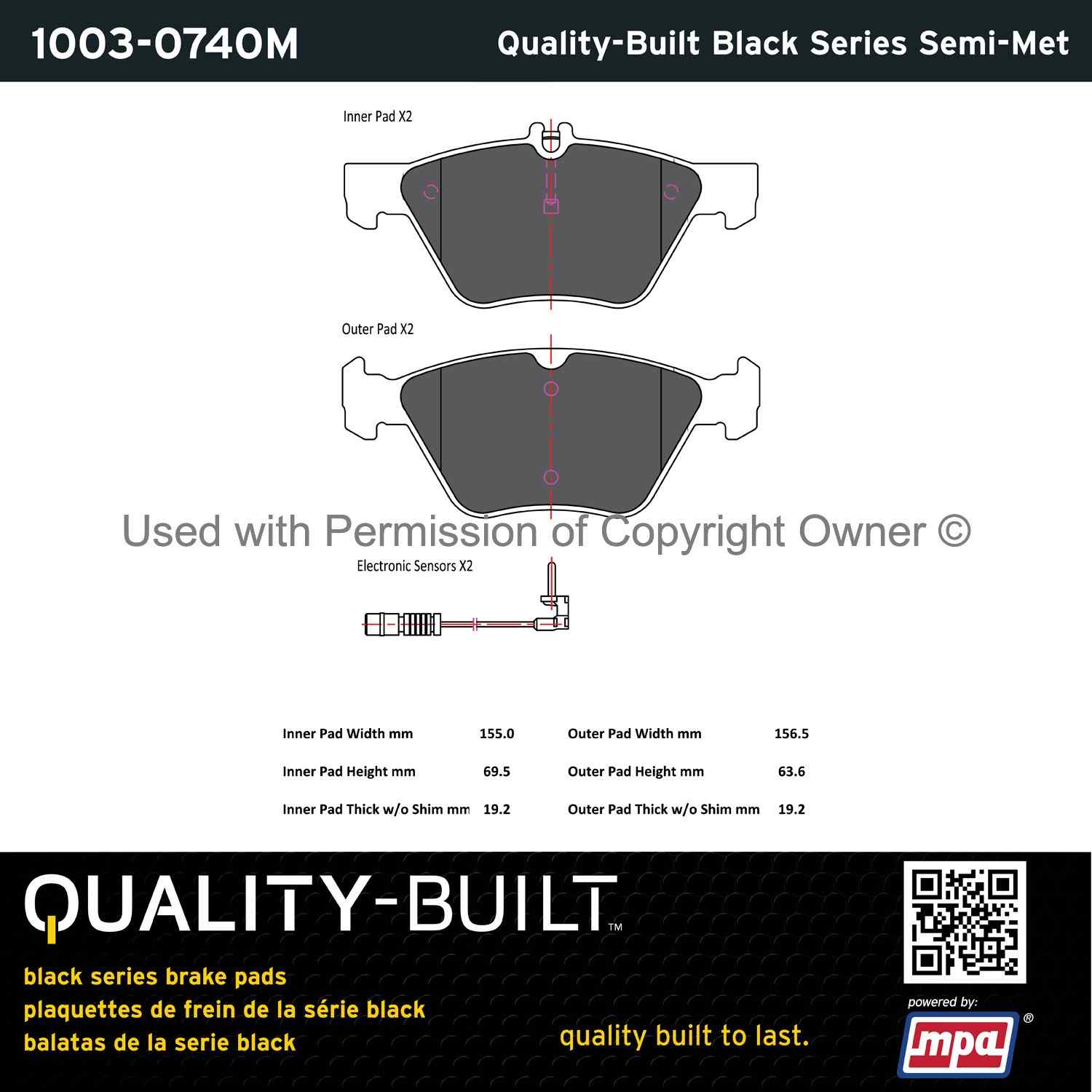 Other View of Front Disc Brake Pad Set MPA 1003-0740M