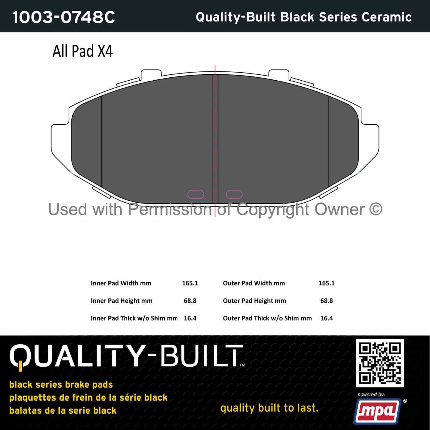 Other View of Front Disc Brake Pad Set MPA 1003-0748C