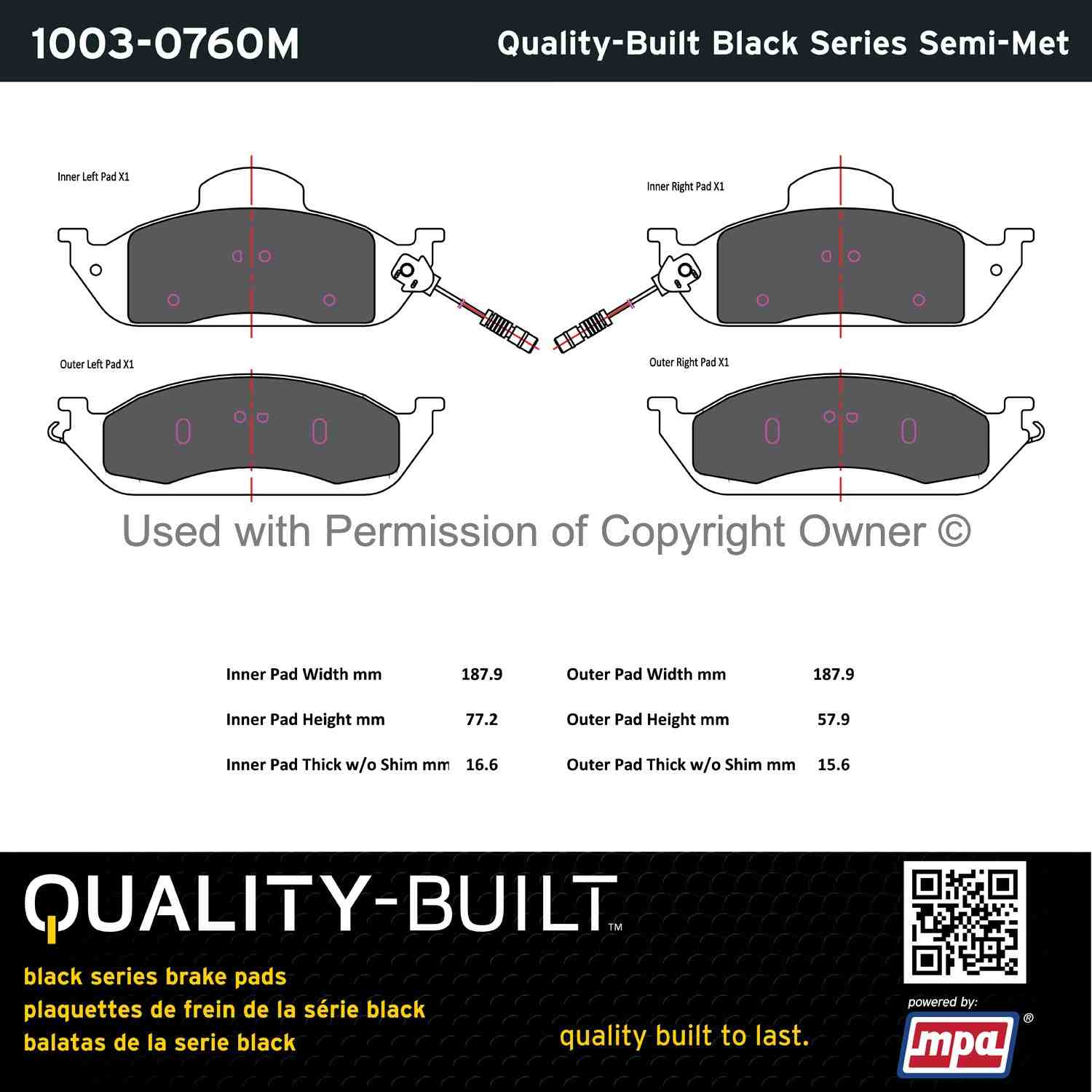 Other View of Front Disc Brake Pad Set MPA 1003-0760M