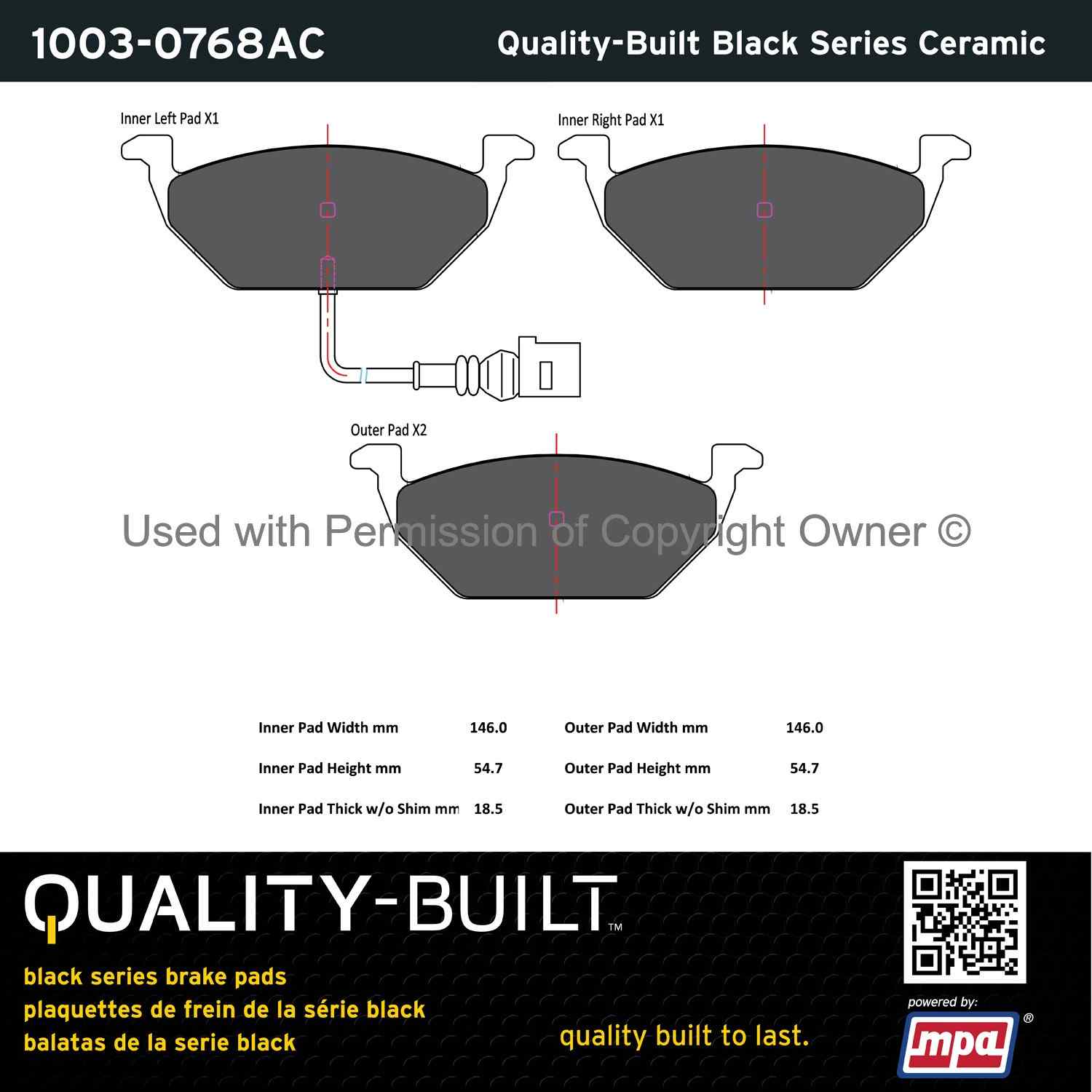 Other View of Front Disc Brake Pad Set MPA 1003-0768AC