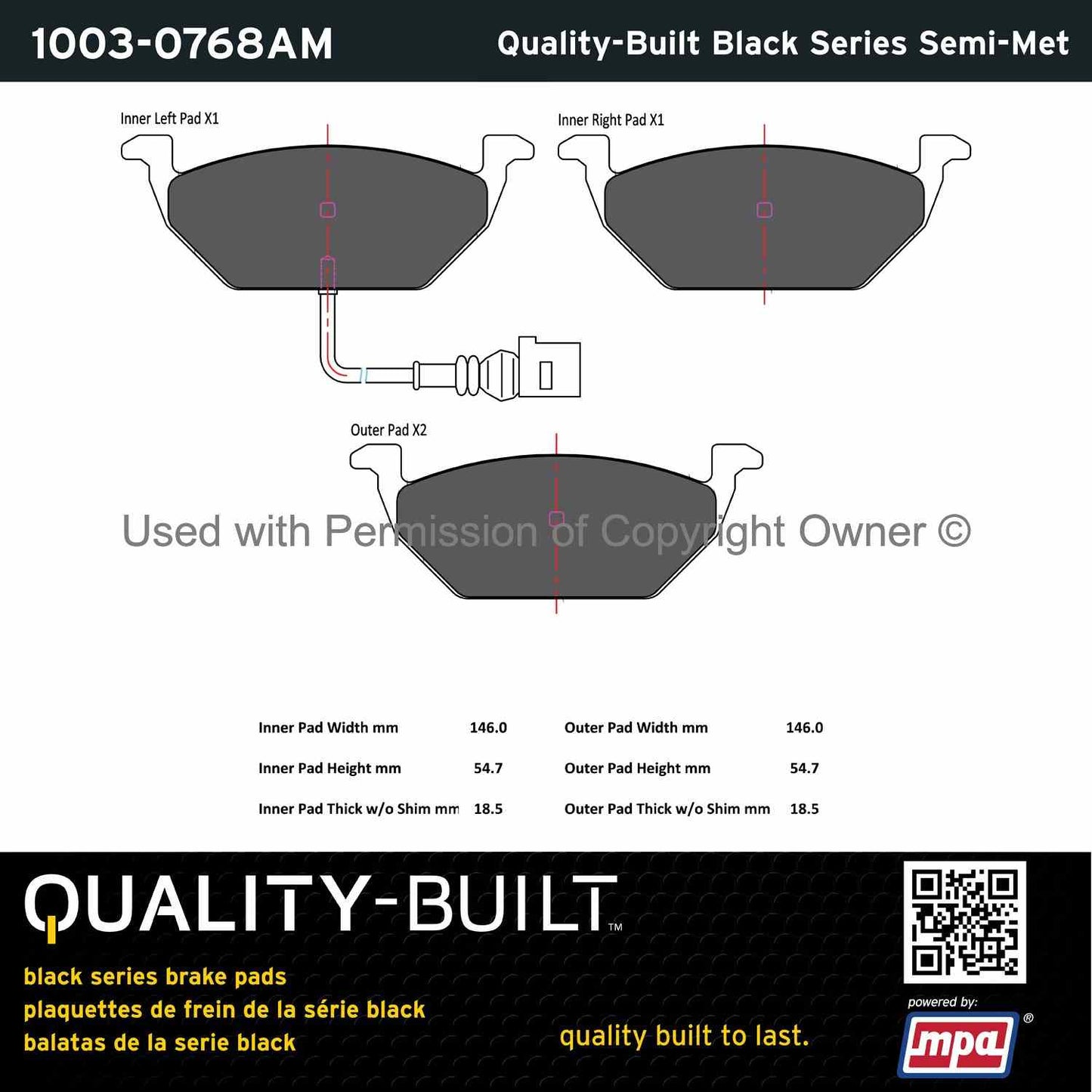 Other View of Front Disc Brake Pad Set MPA 1003-0768AM