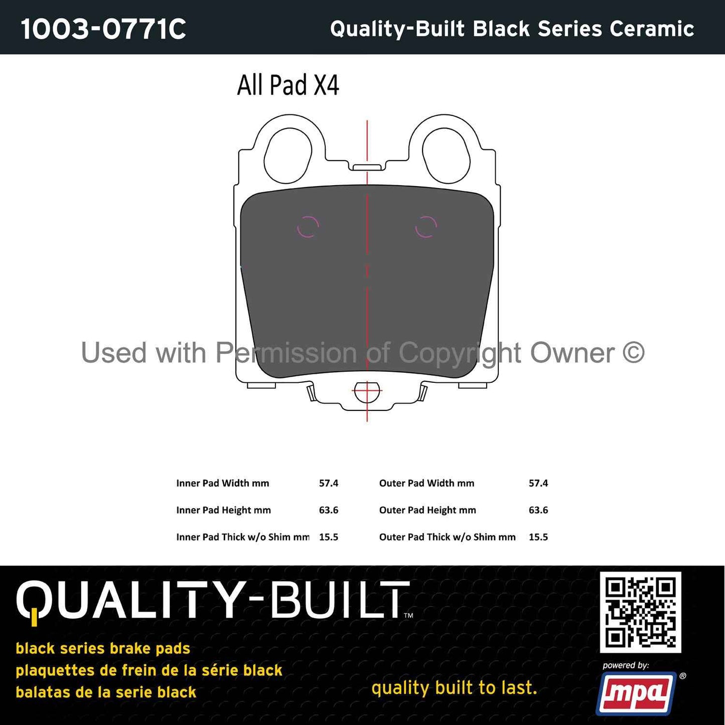 Other View of Rear Disc Brake Pad Set MPA 1003-0771C